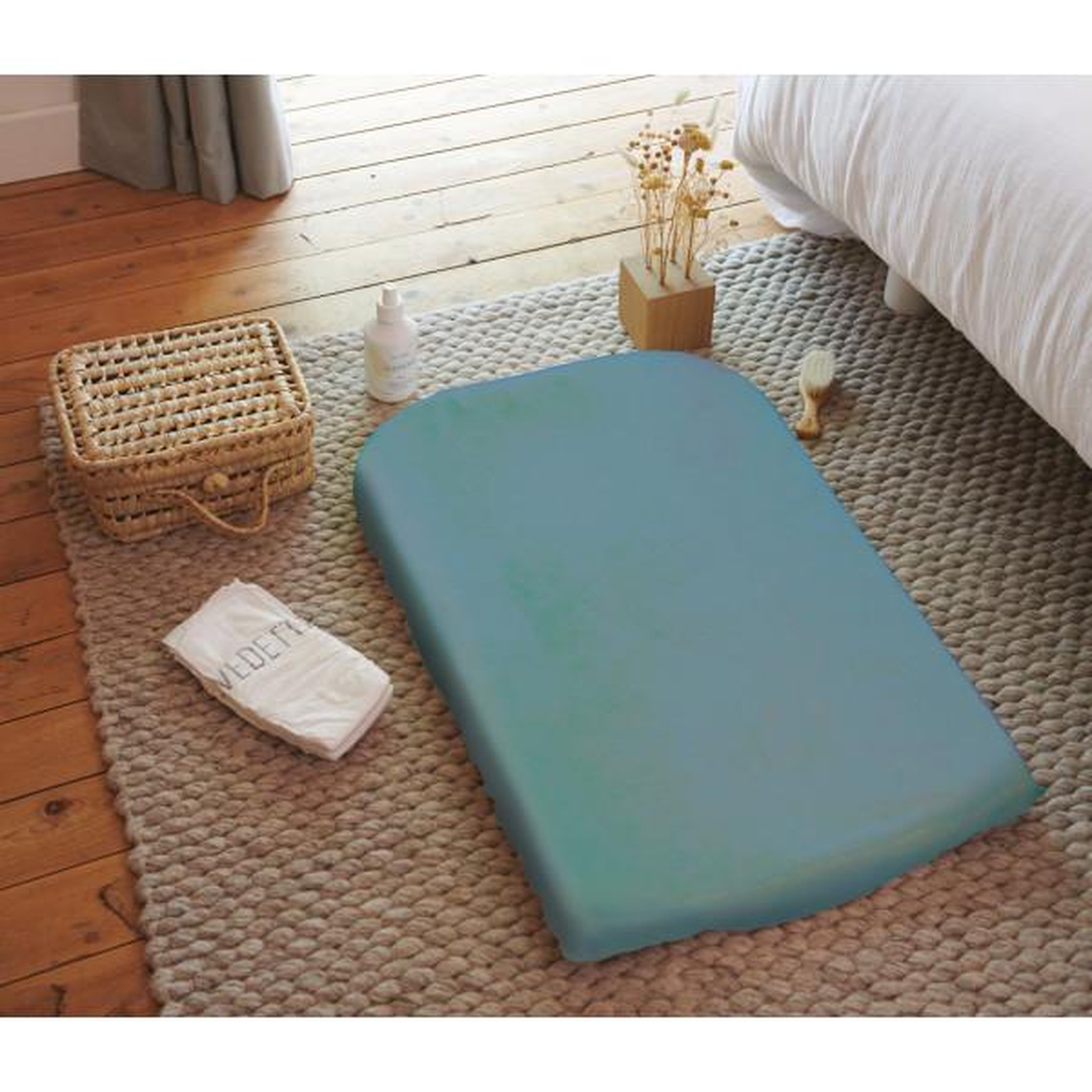 Voir la diapositive 2 : CANDIDE Housse de matelas a langer - CANDIDE - Eponge - 50 x 75 cm - Bleu canard