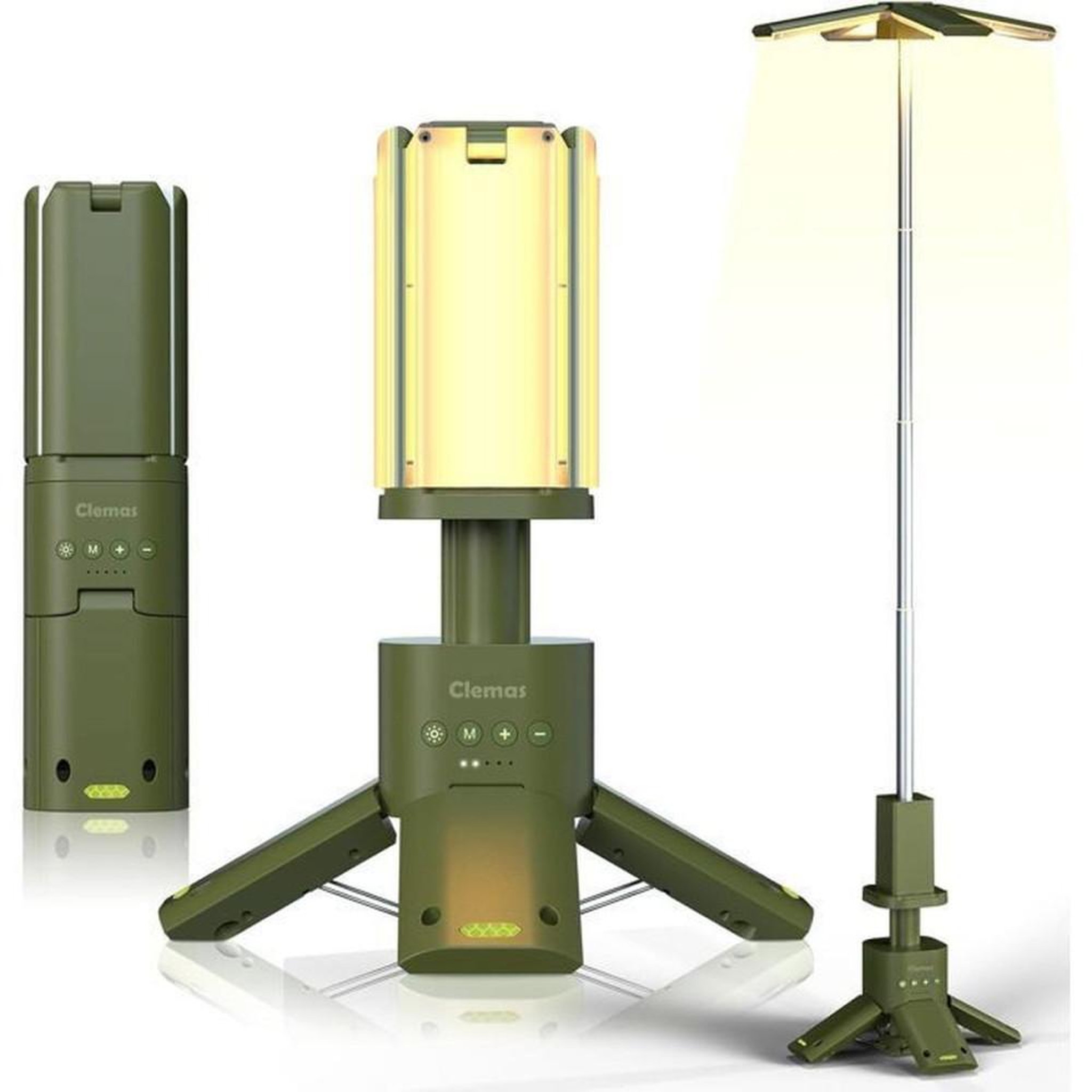 Lampe de camping rechargeable 14000 mAh 6000 lumens trépied télescopique magnétique étanche vert