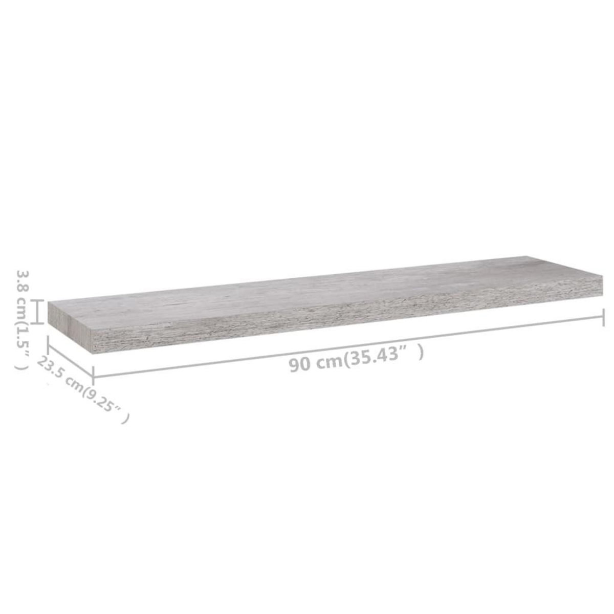 VIDAXL Etagere murale flottante Gris beton 90x23,5x3,8 cm MDF