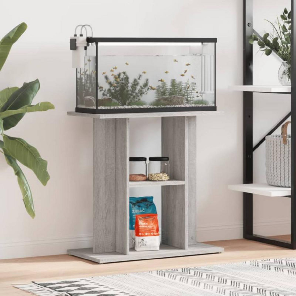 VIDAXL Support pour aquarium sonoma gris 60x30x60 cm bois d ingénierie