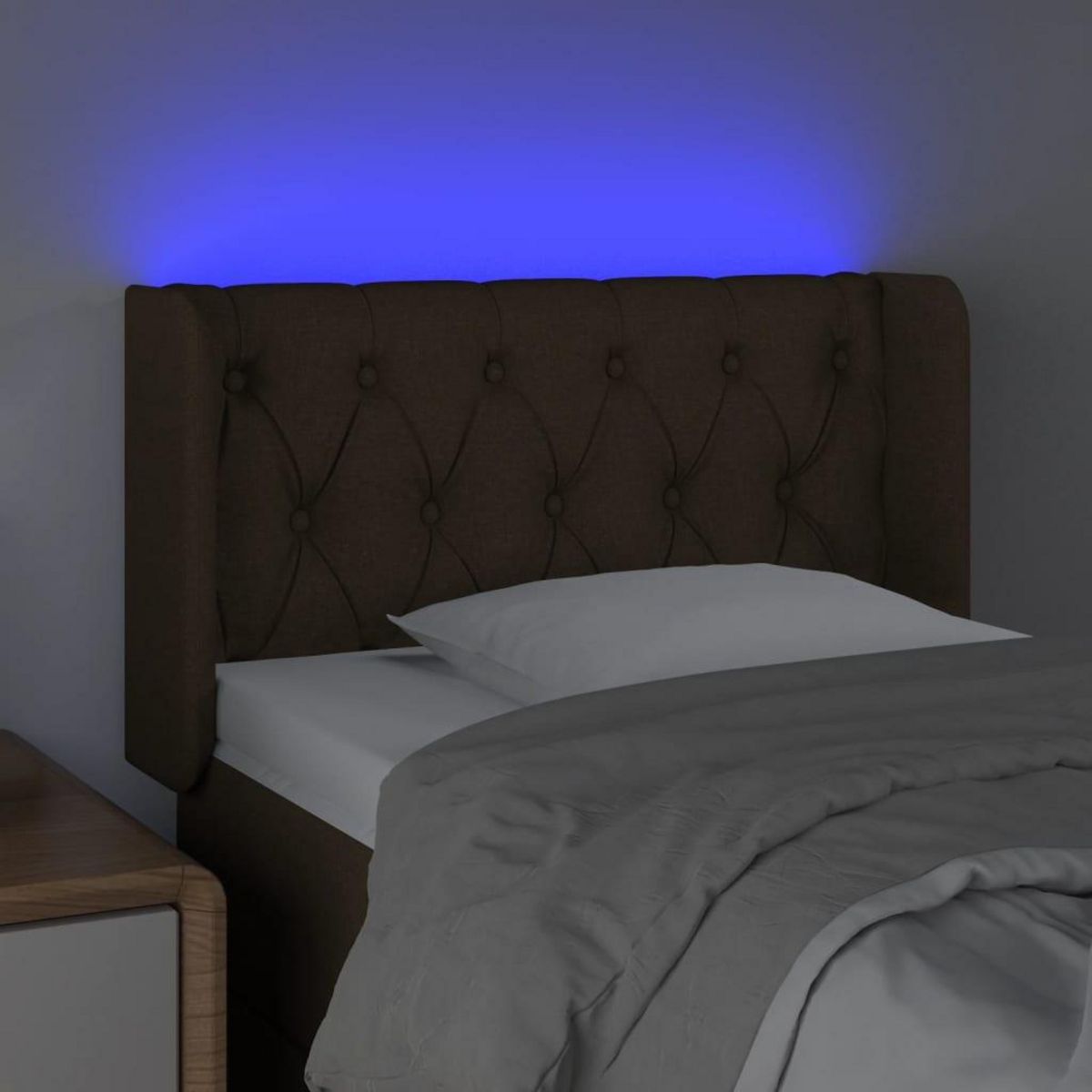 VIDAXL Tete de lit a LED Marron fonce 83x16x78/88 cm Tissu