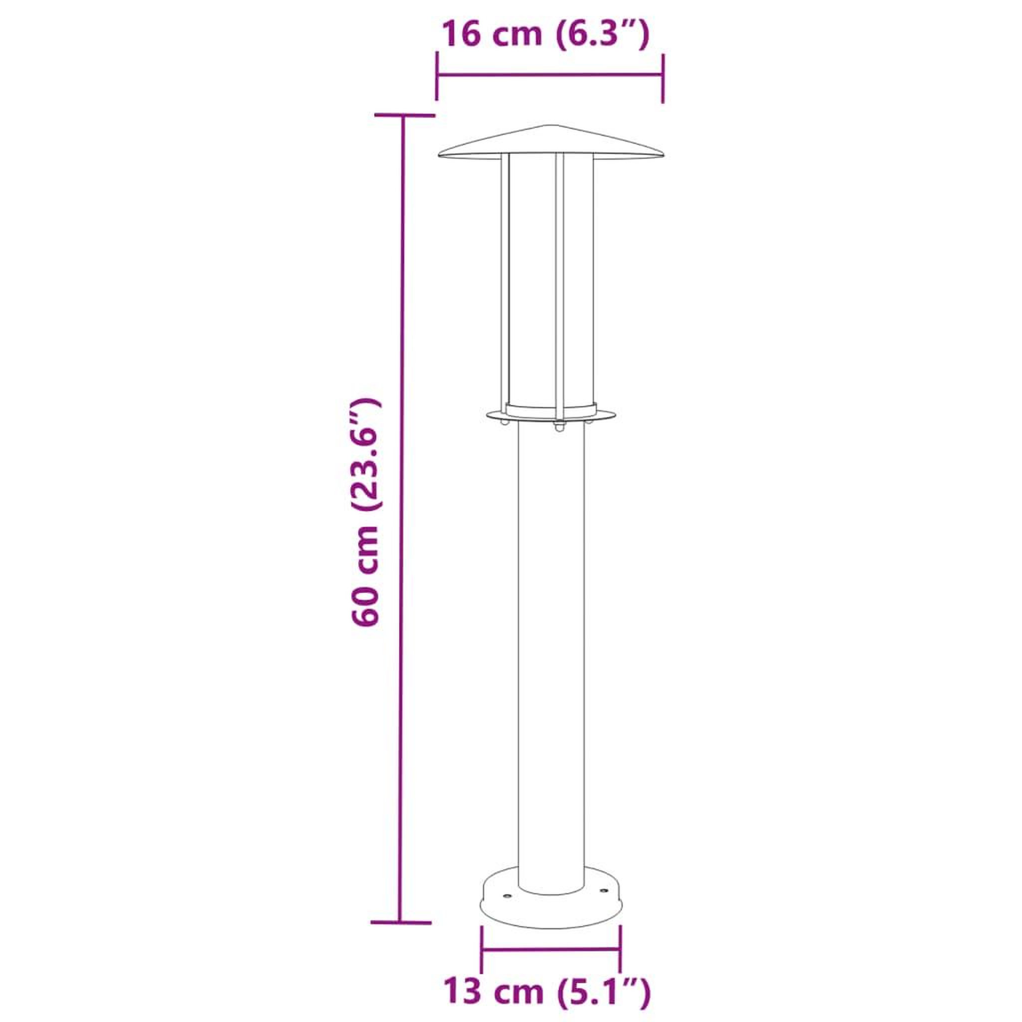 Voir la diapositive 6 : VIDAXL Lampadaires d'exterieur 3 pcs noir 60 cm acier inoxydable