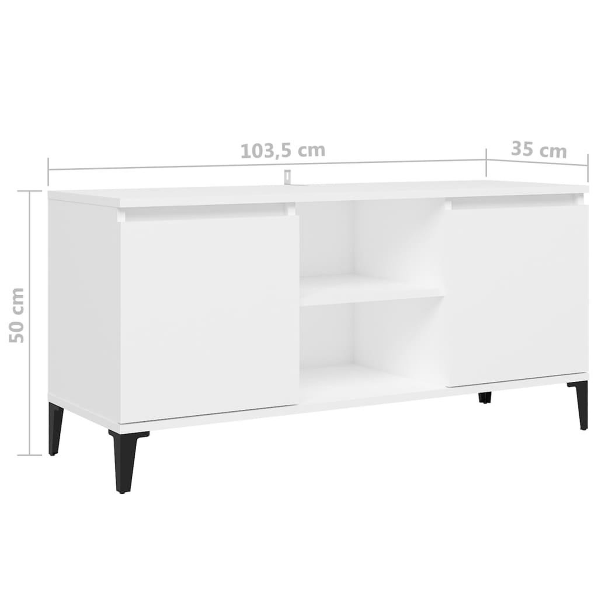 Voir la diapositive 6 : VIDAXL Meuble TV avec pieds en metal Blanc 103,5x35x50 cm