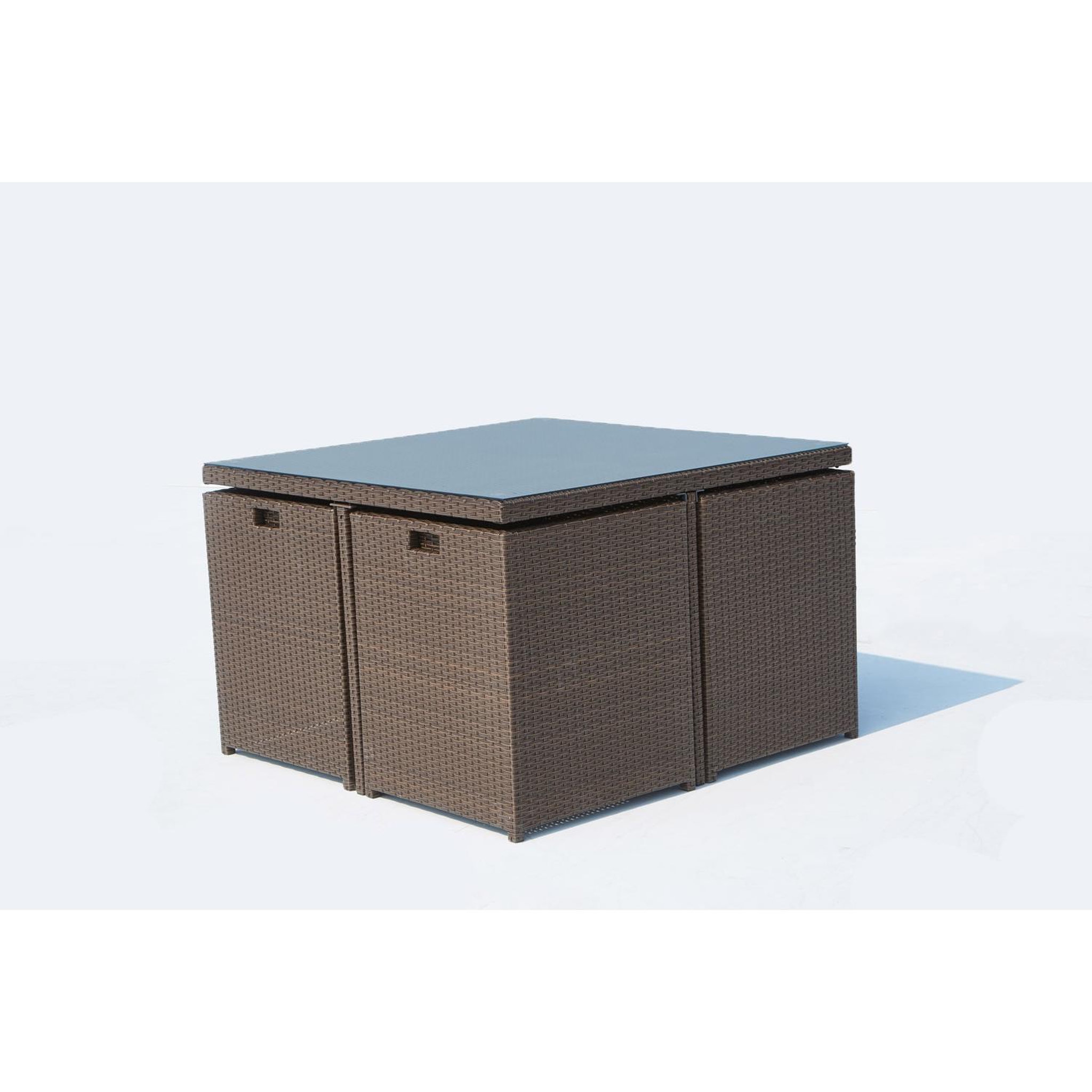 Voir la diapositive 3 : CONCEPT USINE Table et chaises 8 places encastrables résine marron-blanc monaco