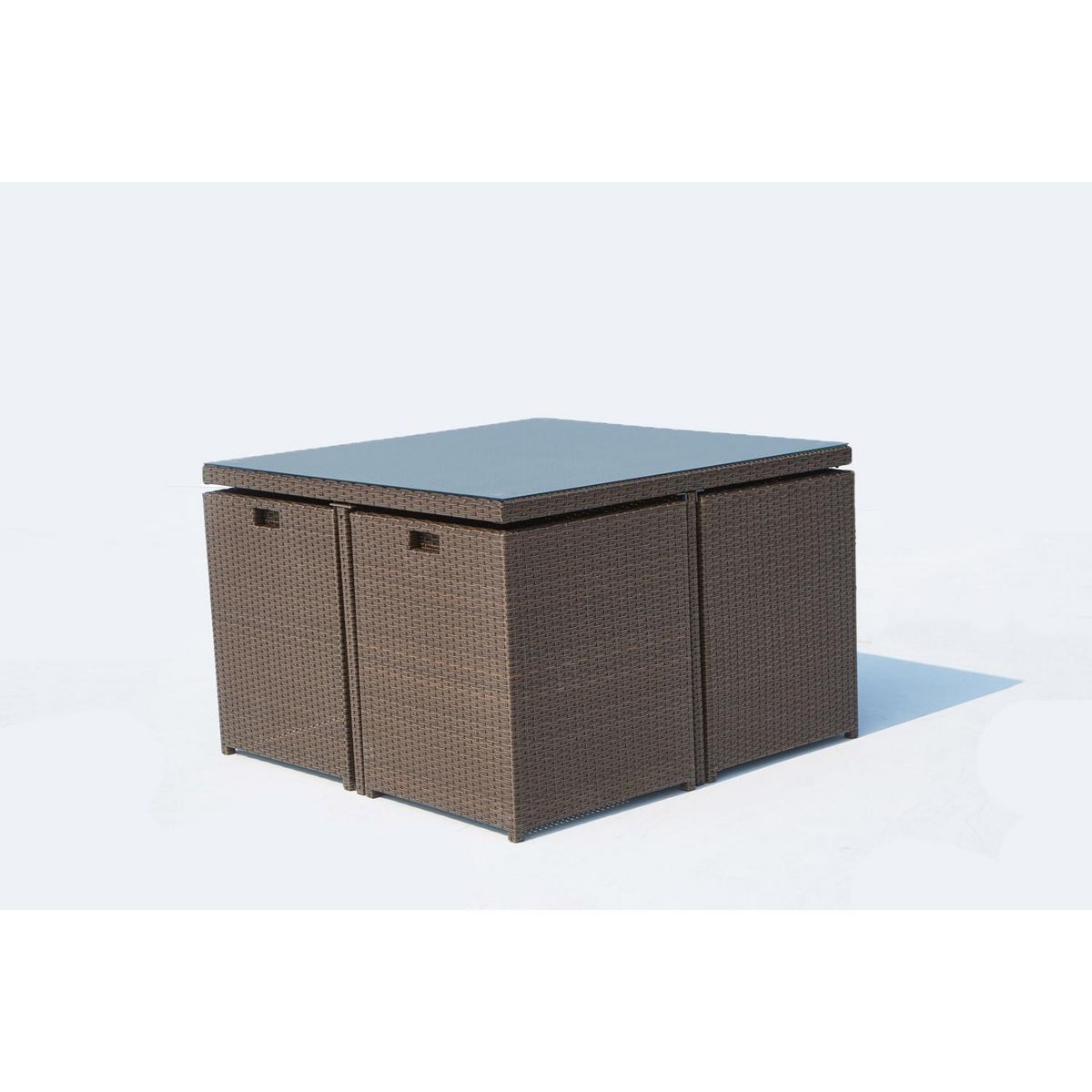 CONCEPT USINE Table et chaises 8 places encastrables résine marron-blanc MONACO