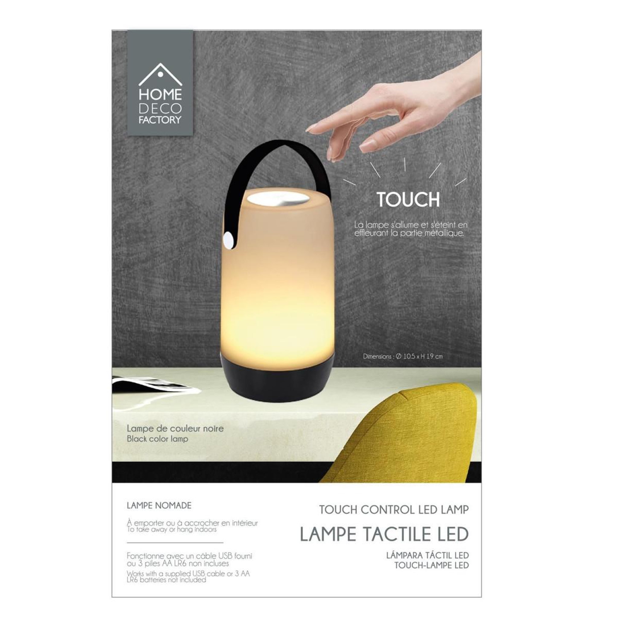 Voir la diapositive 4 : The Home Deco Factory Lampe tactile à led  buffa  19cm noir
