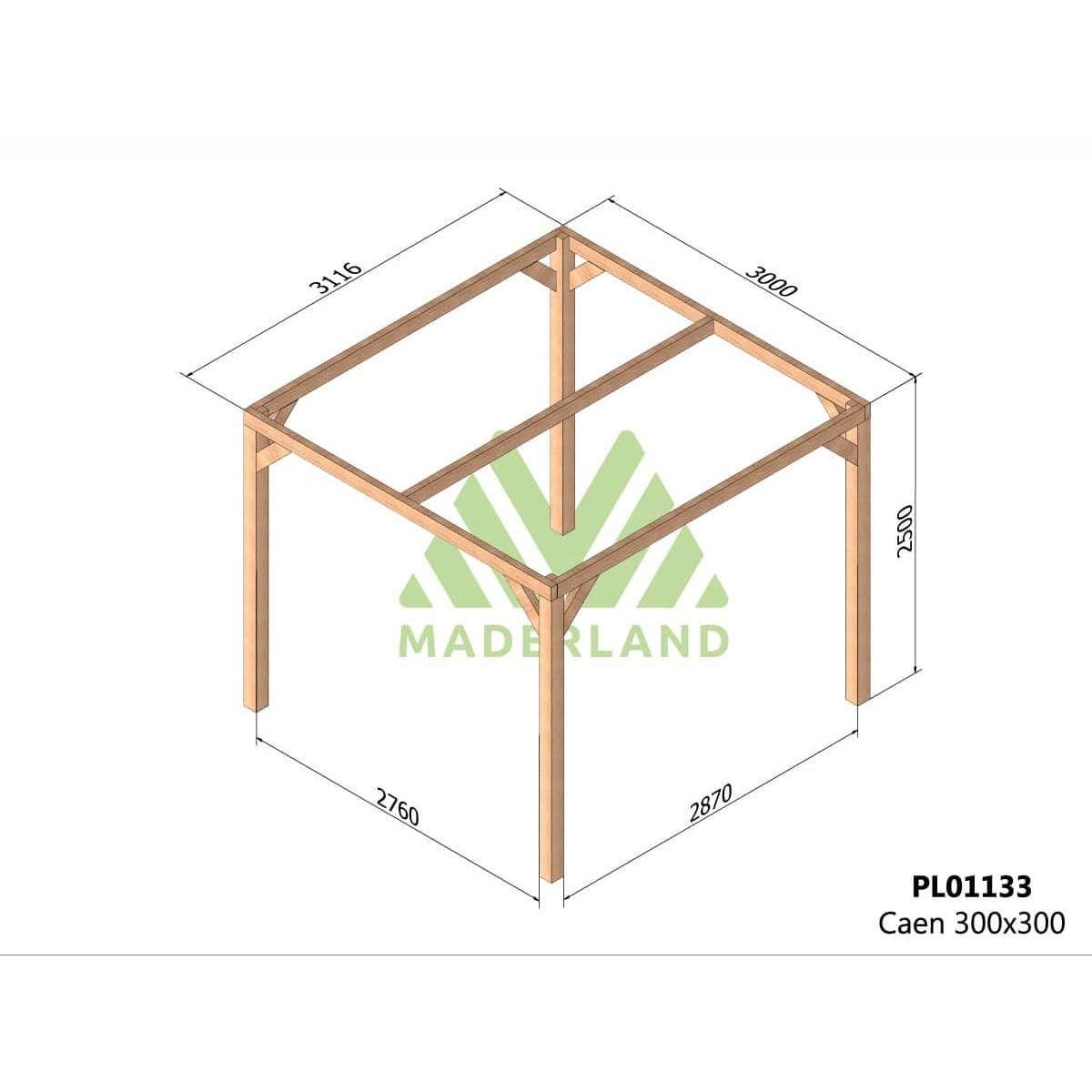 JARDIDECO Pergola en bois lamellé-collé Caen 300 x 300 cm - Maderland