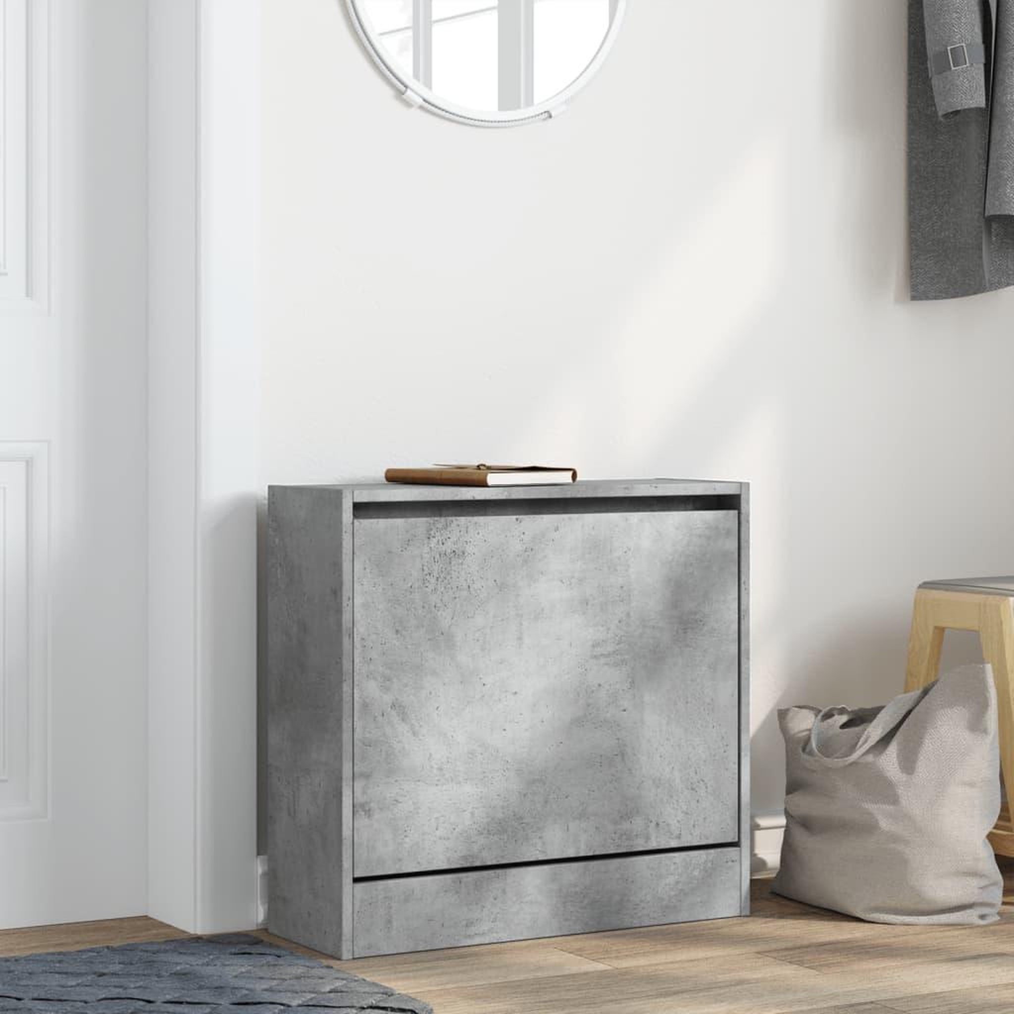 Voir la diapositive 3 : VIDAXL Armoire a chaussures gris beton 60x21x57 cm bois d'ingenierie