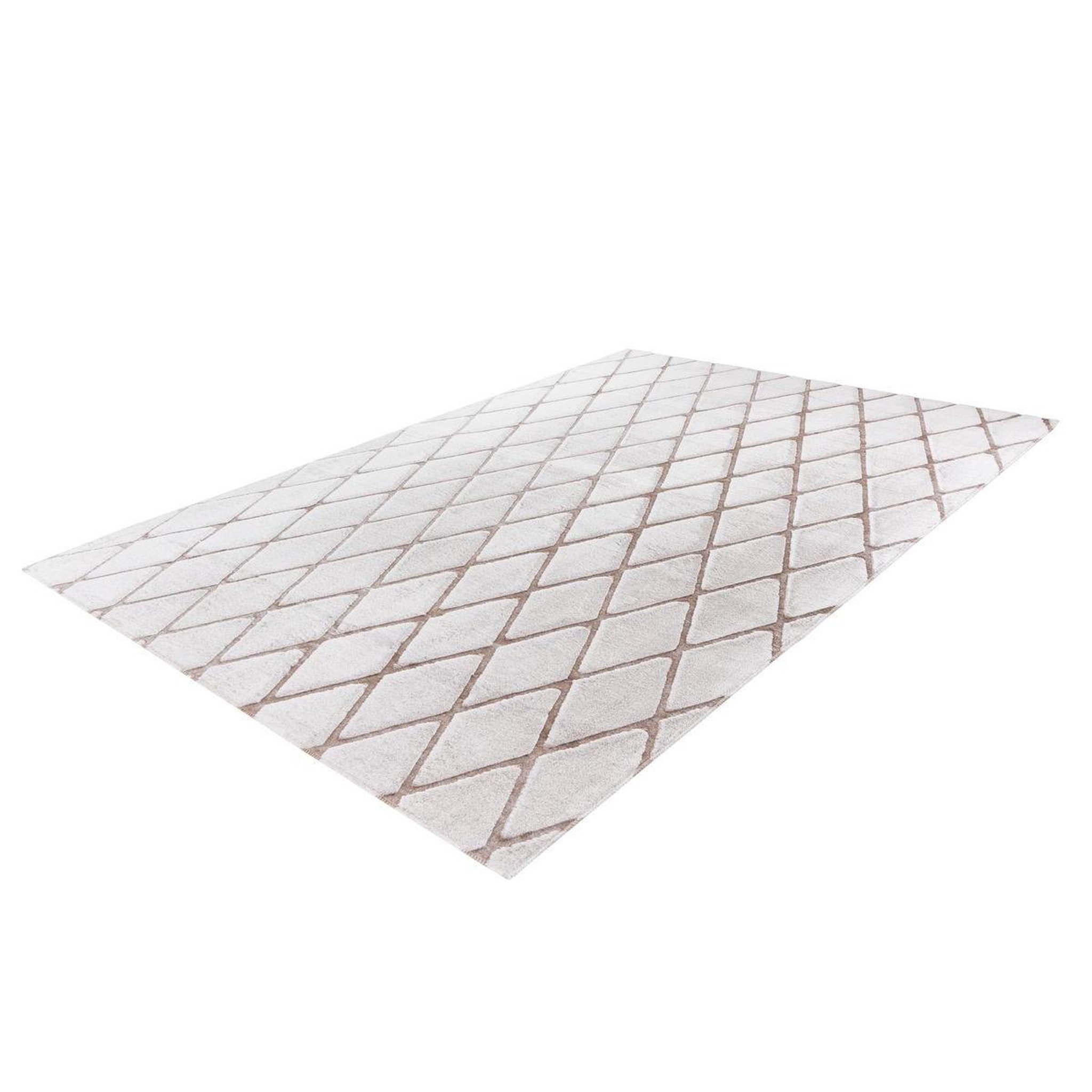 Voir la diapositive 4 : Paris Prix Tapis shaggy géométrique  vivica  blanc & taupe