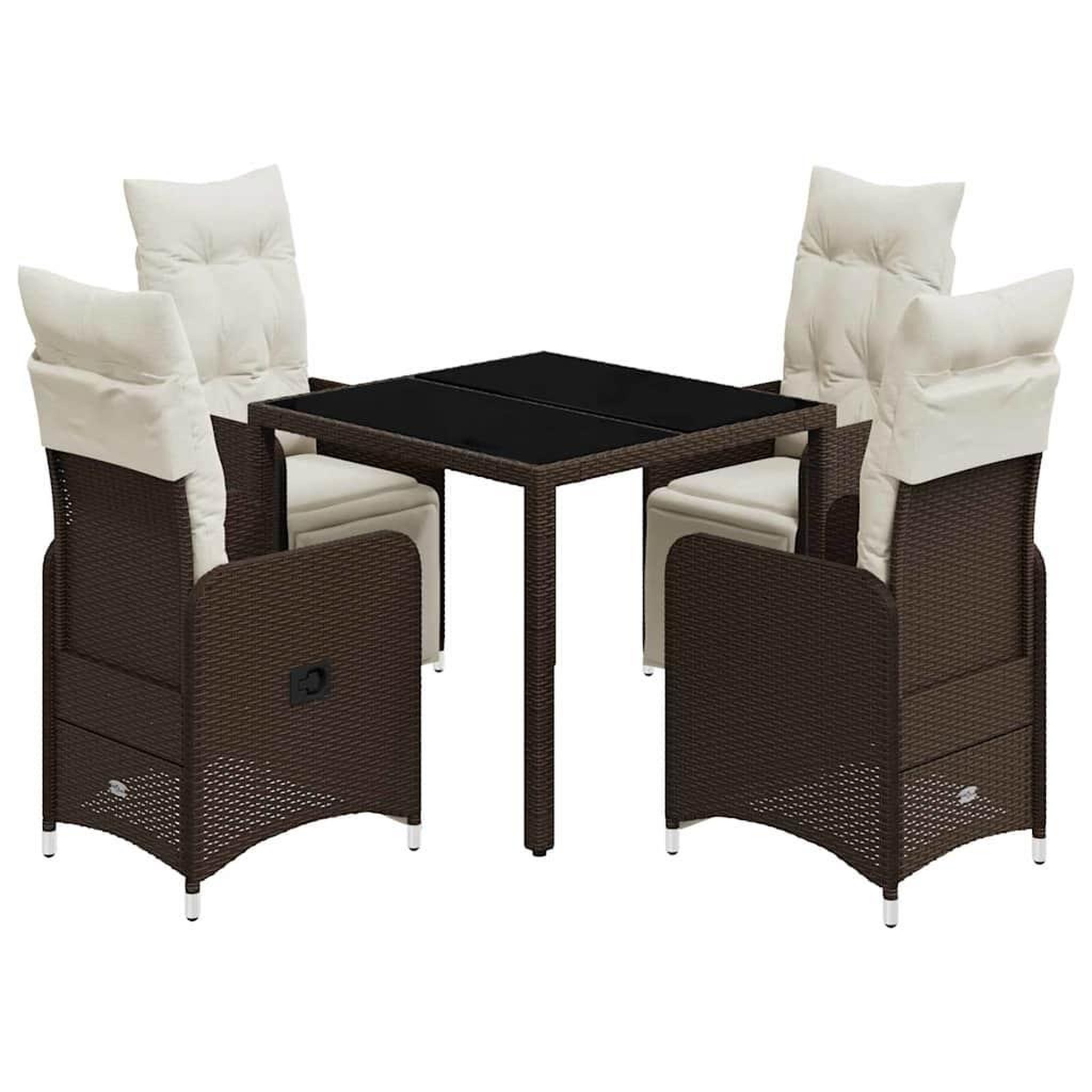 Voir la diapositive 2 : VIDAXL Ensemble de bistro de jardin 5 pcs coussins marron poly rotin