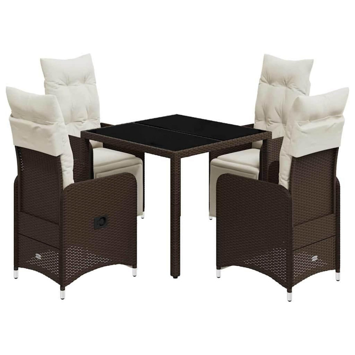 VIDAXL Ensemble de bistro de jardin 5 pcs coussins marron poly rotin