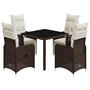 Voir la diapositive 2 : VIDAXL Ensemble de bistro de jardin 5 pcs coussins marron poly rotin