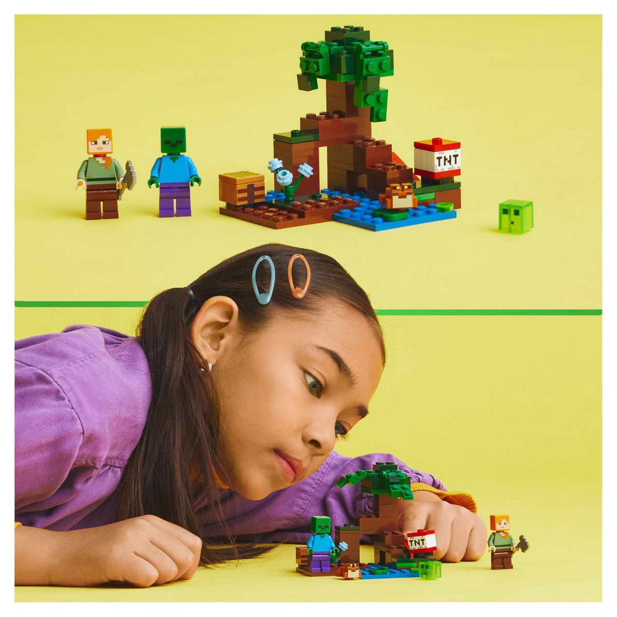 LEGO Minecraft 21240 Aventures dans le Marais, Jouet de Construction, avec Figurines Alex et Zombie dans le Biome