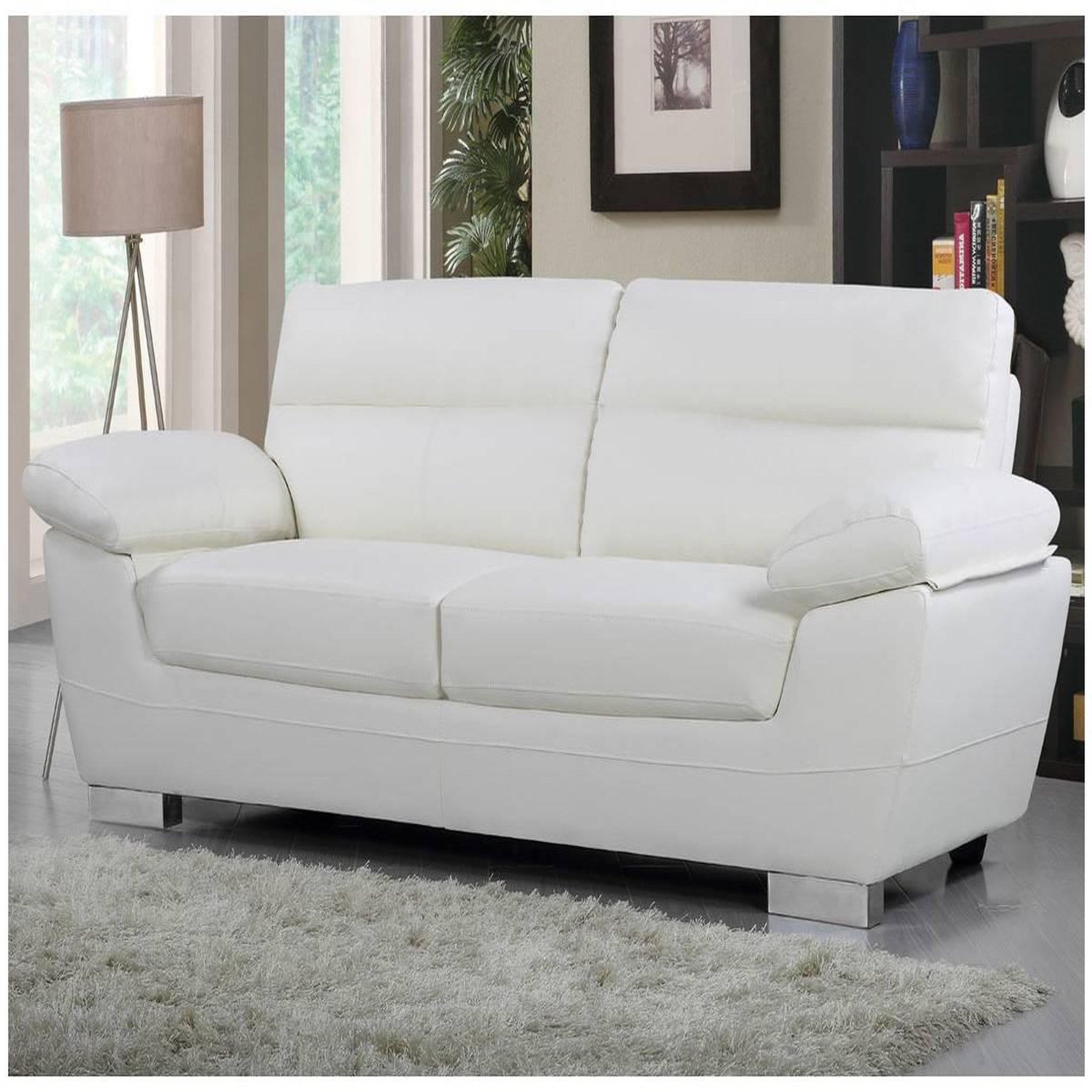 Voir la diapositive 2 : Habitat et Jardin Canapé fixe en cuir reconstitué et PVC  Dallas  - 210 X 88 X 90 cm - 3 places - Blanc