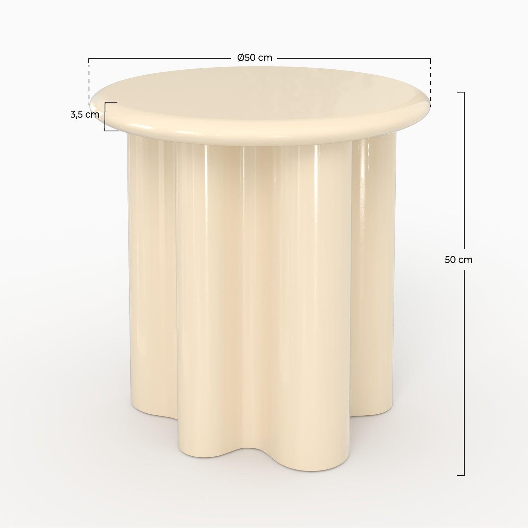 Voir la diapositive 4 : MAISON PAVANE Table d'appoint laquée blanche, D50 cm-Olya