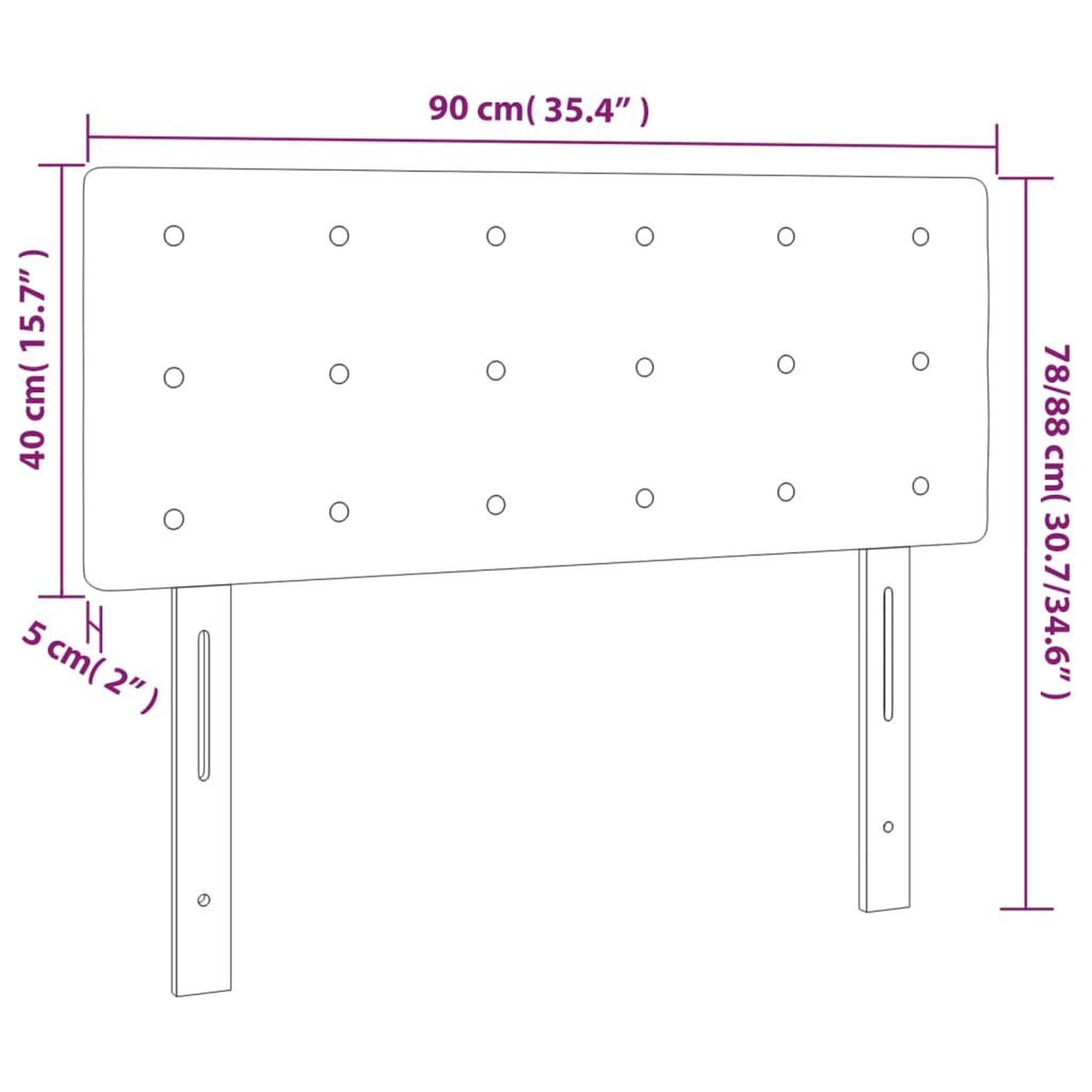 Voir la diapositive 6 : VIDAXL Tete de lit a LED Gris fonce 90x5x78/88 cm Velours