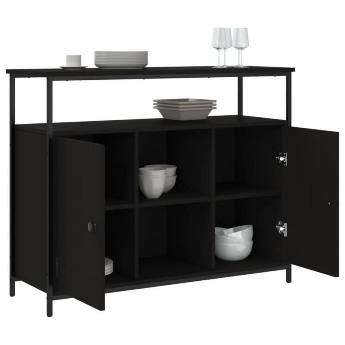VIDAXL Buffet noir 100x35x80 cm bois d ingénierie