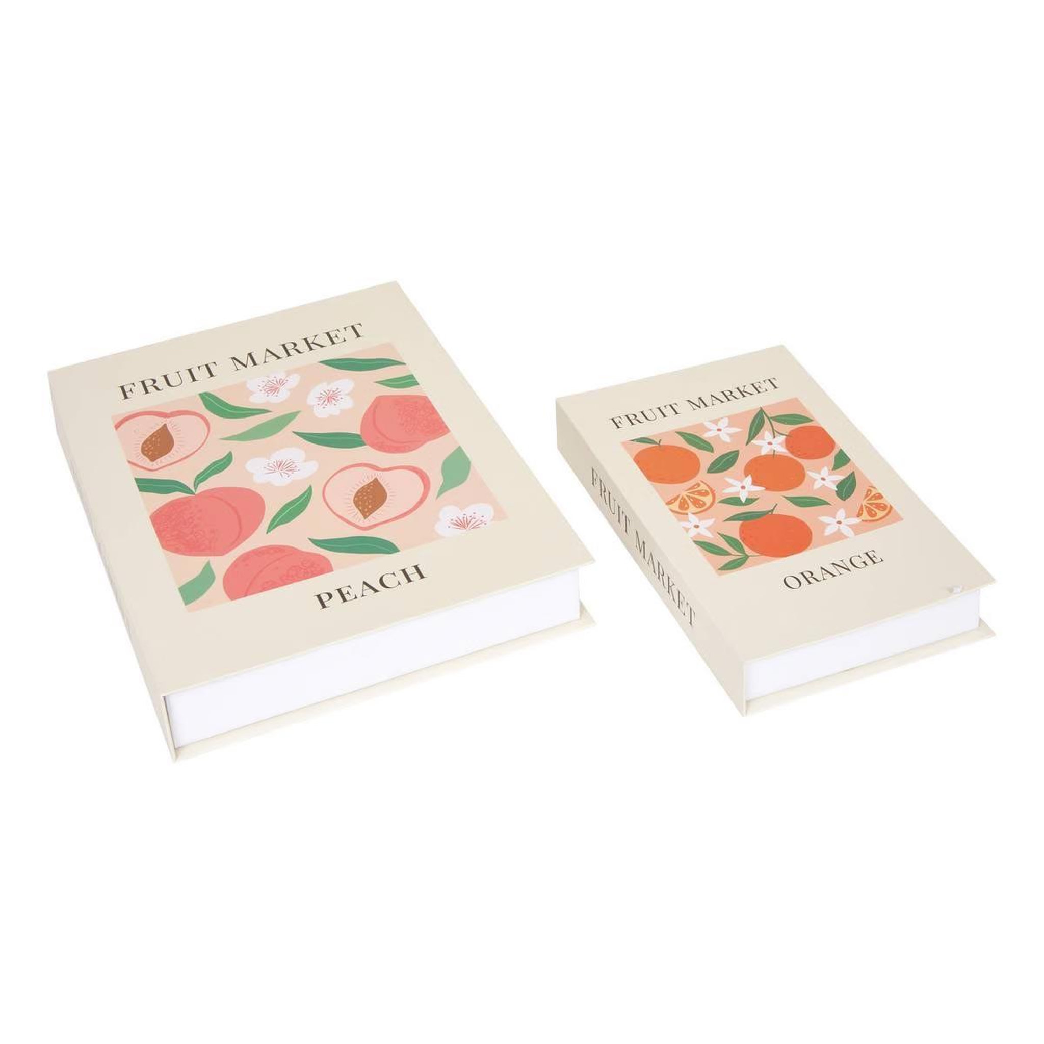 ATMOSPHERA Lot de 2 boîtes livres  fruity  33cm beige