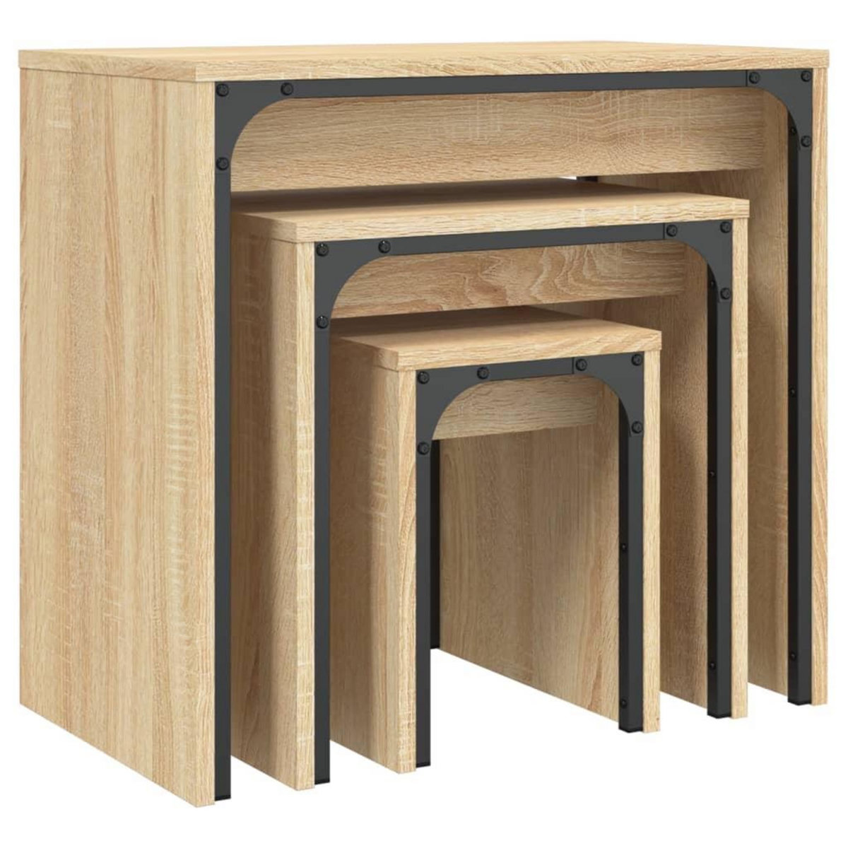 VIDAXL Tables basses gigognes 3 pcs chene sonoma bois d'ingenierie