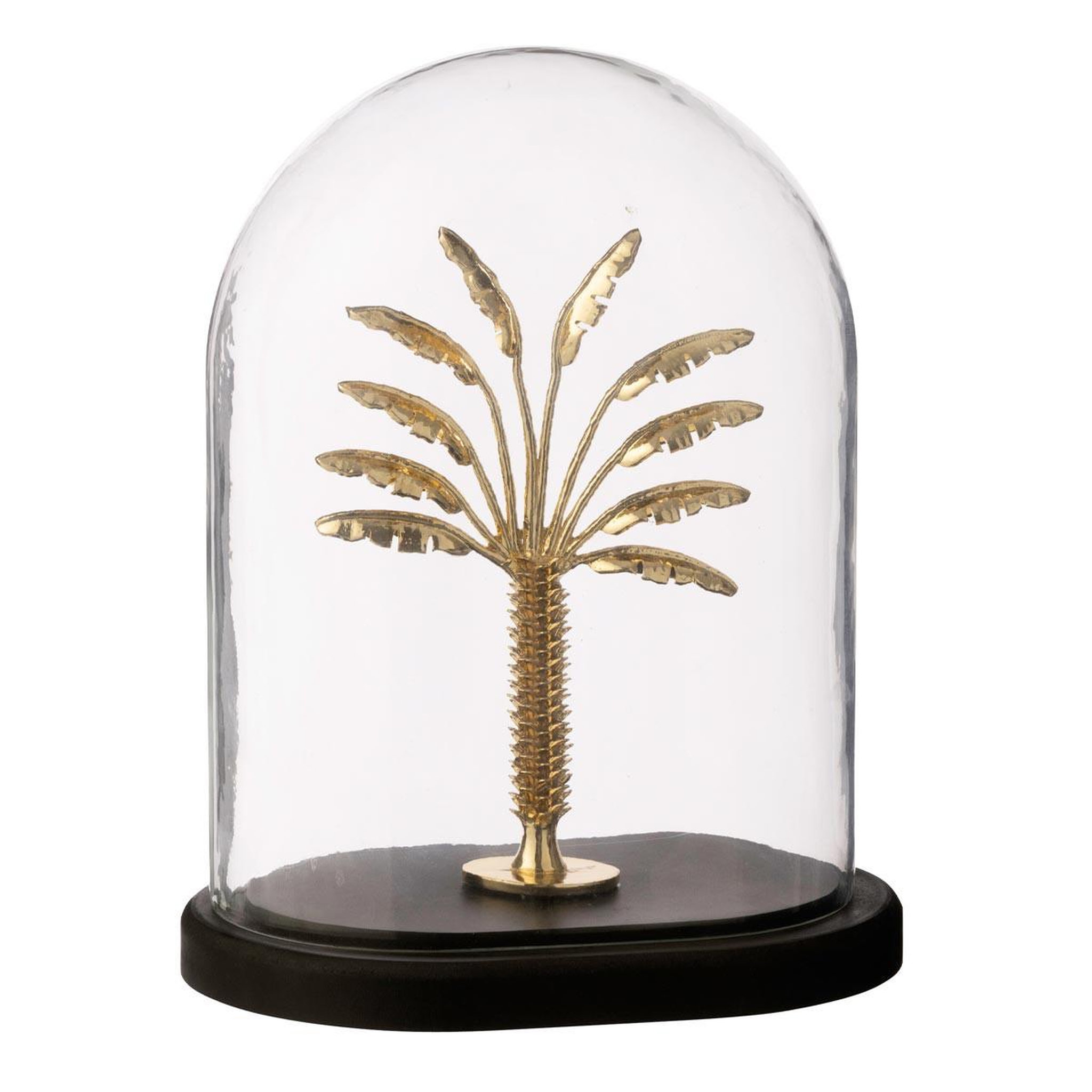 J-LINE Cloche déco en verre  palmier  28cm doré