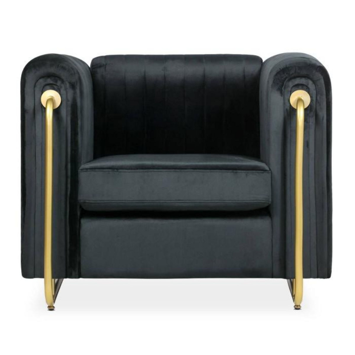 Paris Prix Fauteuil Art Déco en Velours  Wardde  93cm Noir