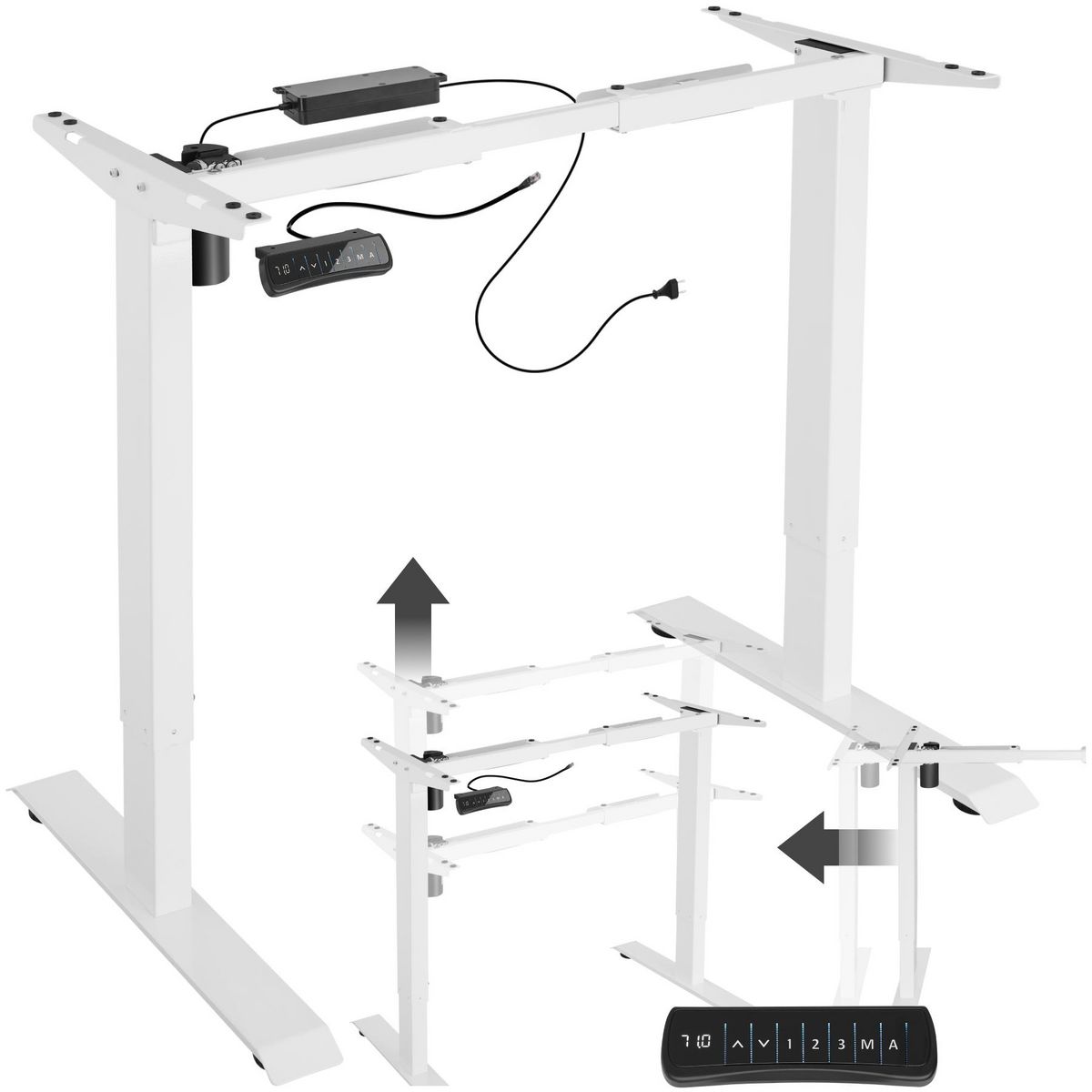 tectake Bureau assis debout avec réglage électrique de la hauteur