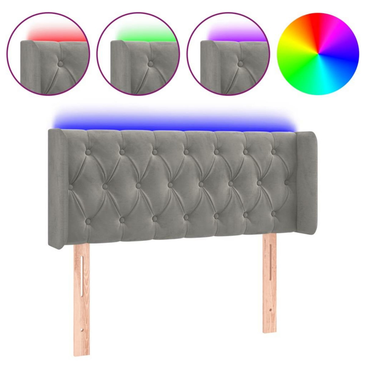 VIDAXL Tete de lit a LED Gris clair 103x16x78/88 cm Velours