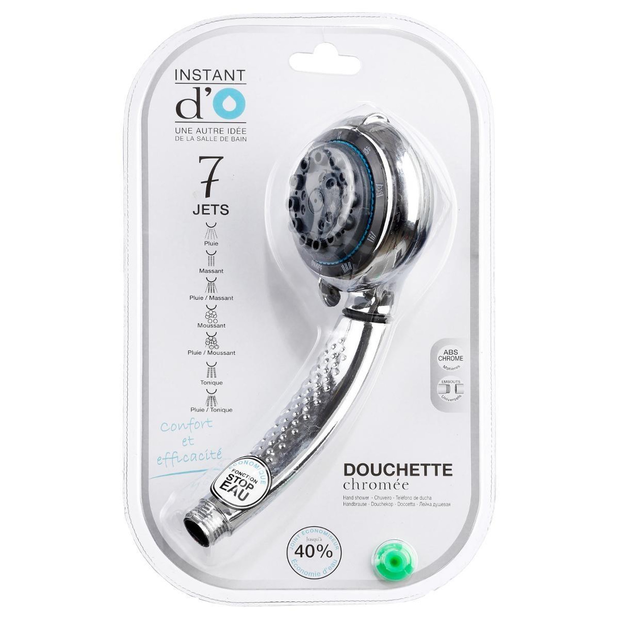 Voir la diapositive 3 : FIVE Pommeau de douche  7 fonctions  22cm chrome