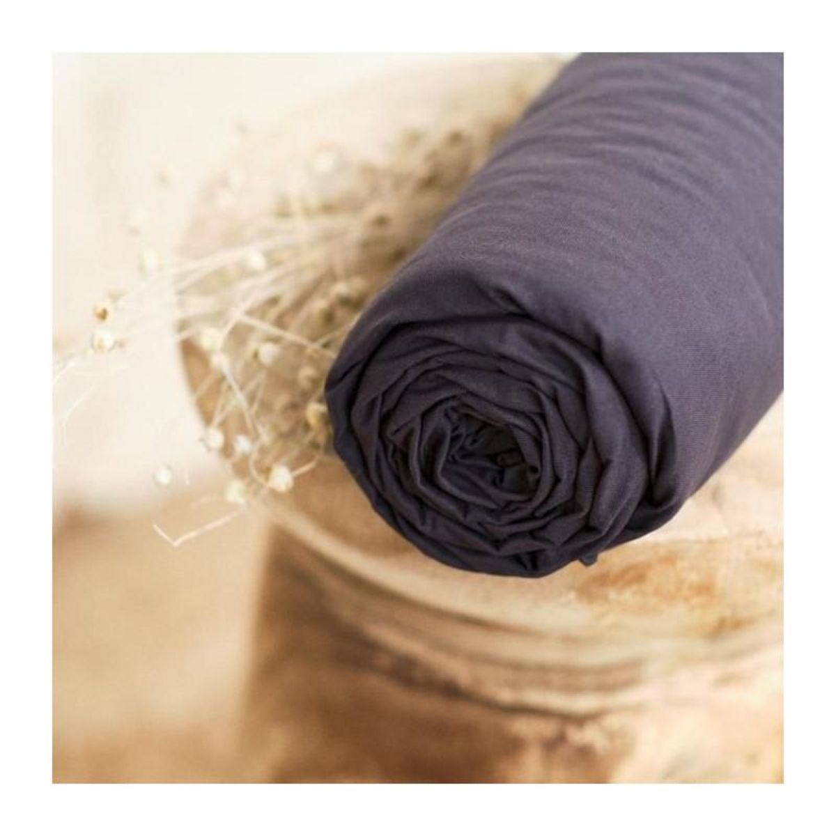 Today Drap housse TODAY Essential - 140 x 190 cm - 2 personnes - 100% Coton uni - Fusain