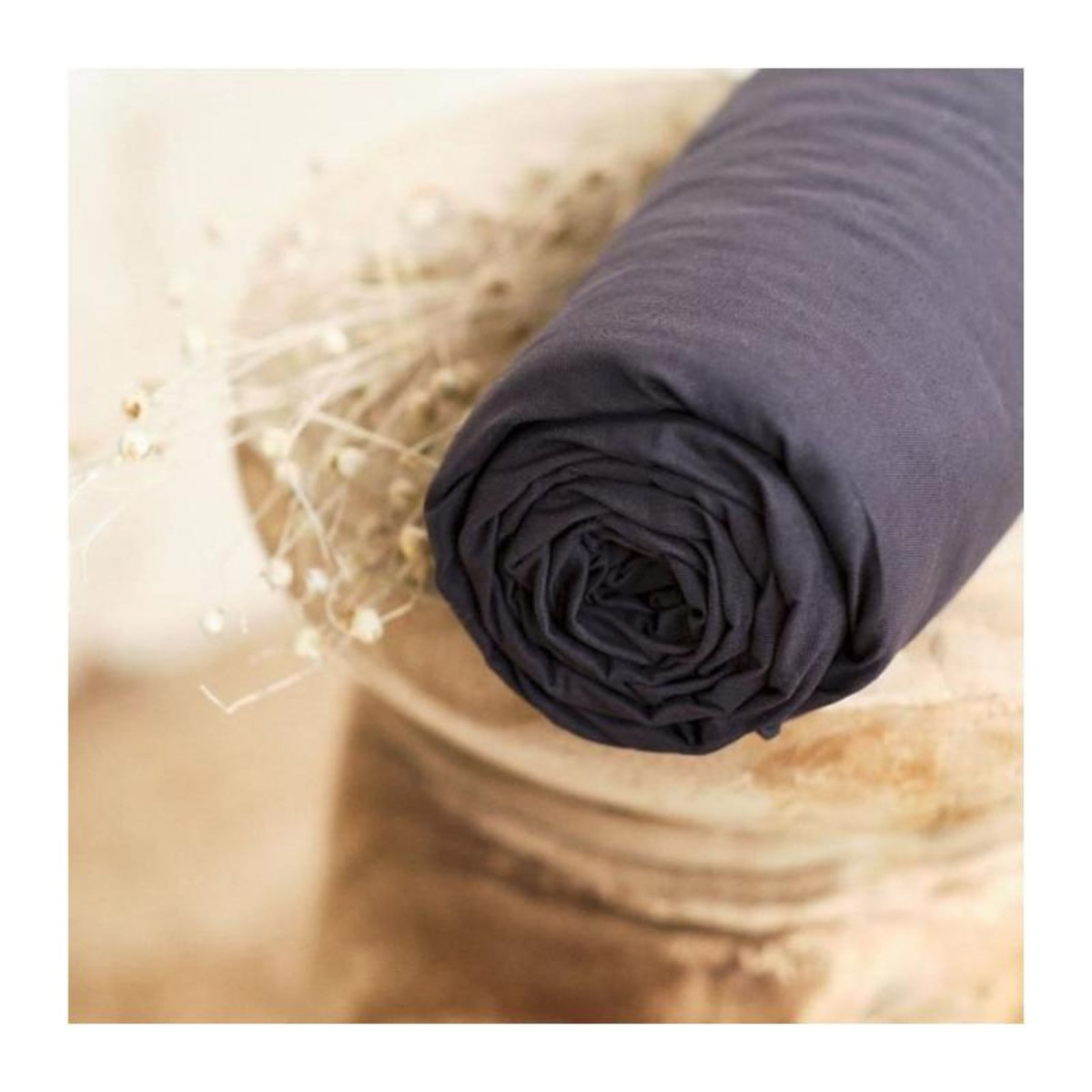 Today Drap housse TODAY Essential - 140 x 190 cm - 2 personnes - 100% Coton uni - Fusain