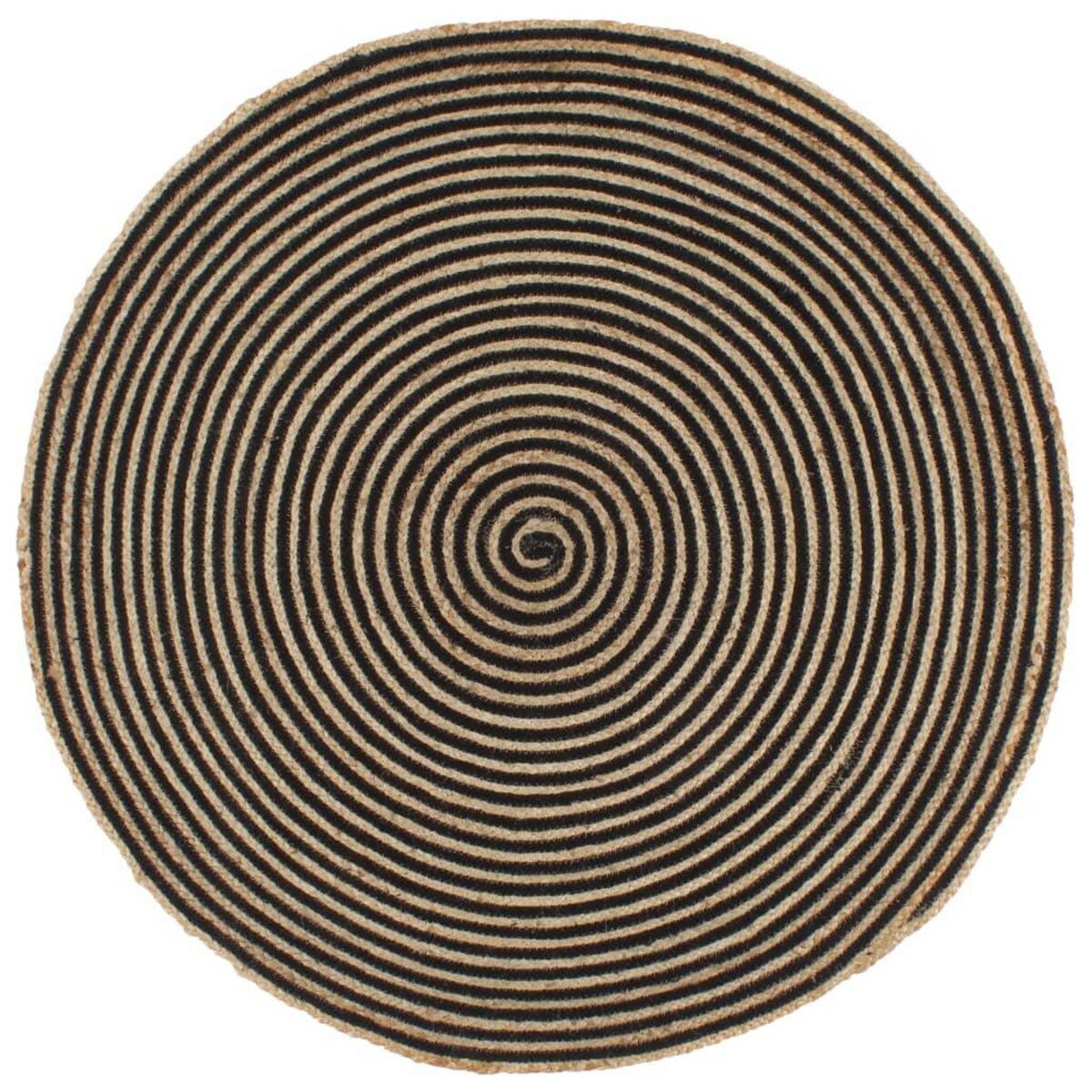 VIDAXL Tapis fait a la main Jute avec design de spirale Noir 120 cm