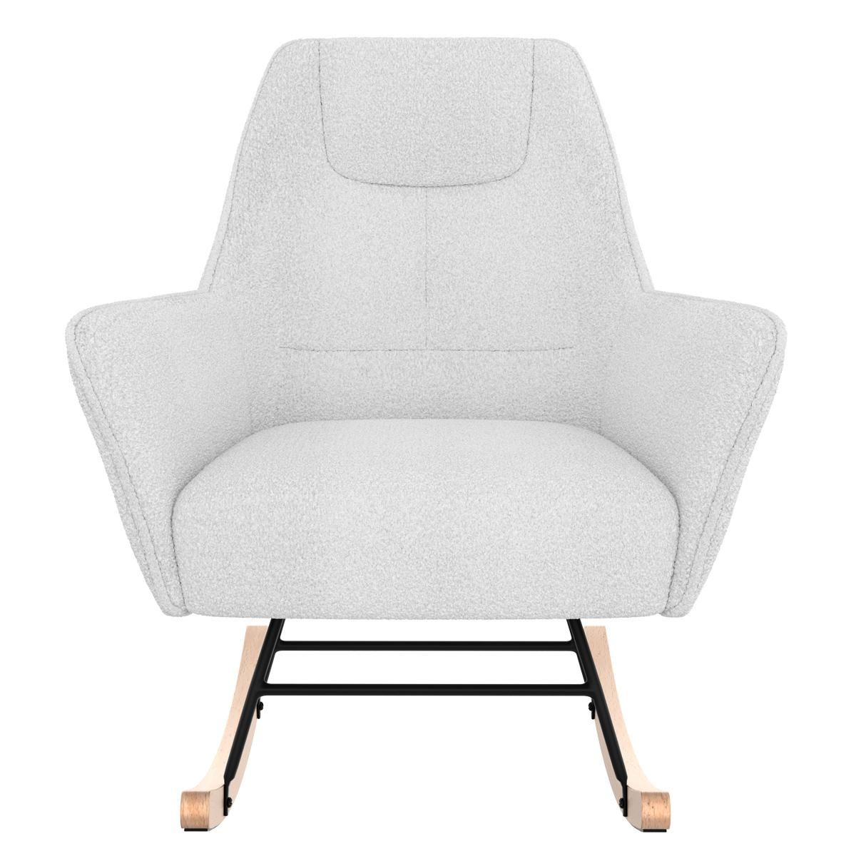 Rendez vous déco Rocking-chair blanc effet laine bouclette en tissu - Shaun