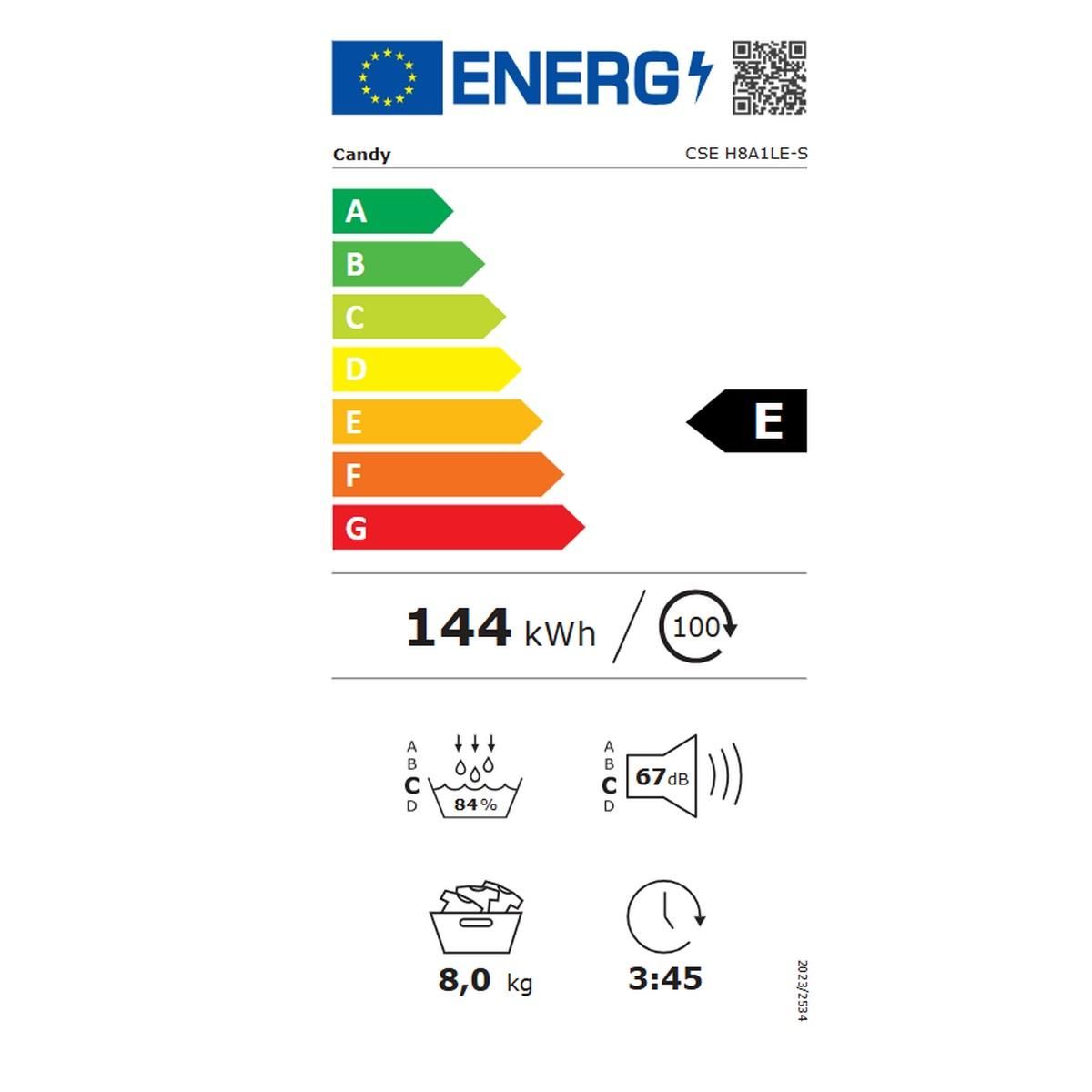 Candy Sèche-linge pompe à chaleur 60cm 8kg - cseh8a1les