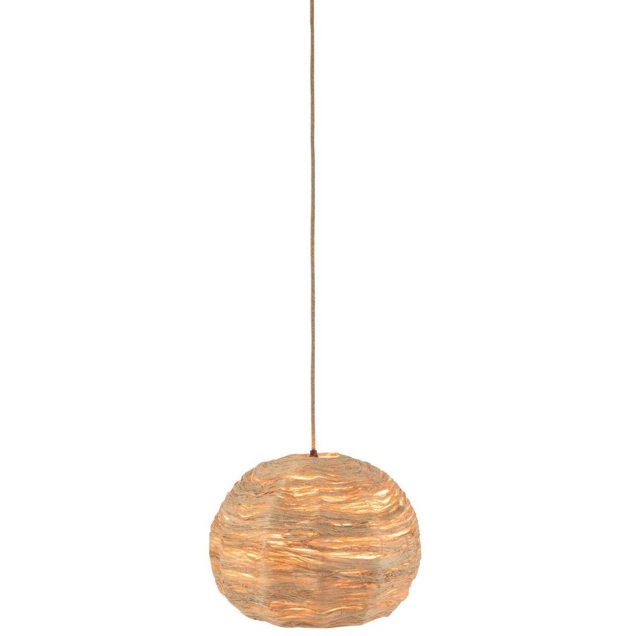Voir la diapositive 3 : J-LINE Lampe suspension boule  feuille  45cm naturel