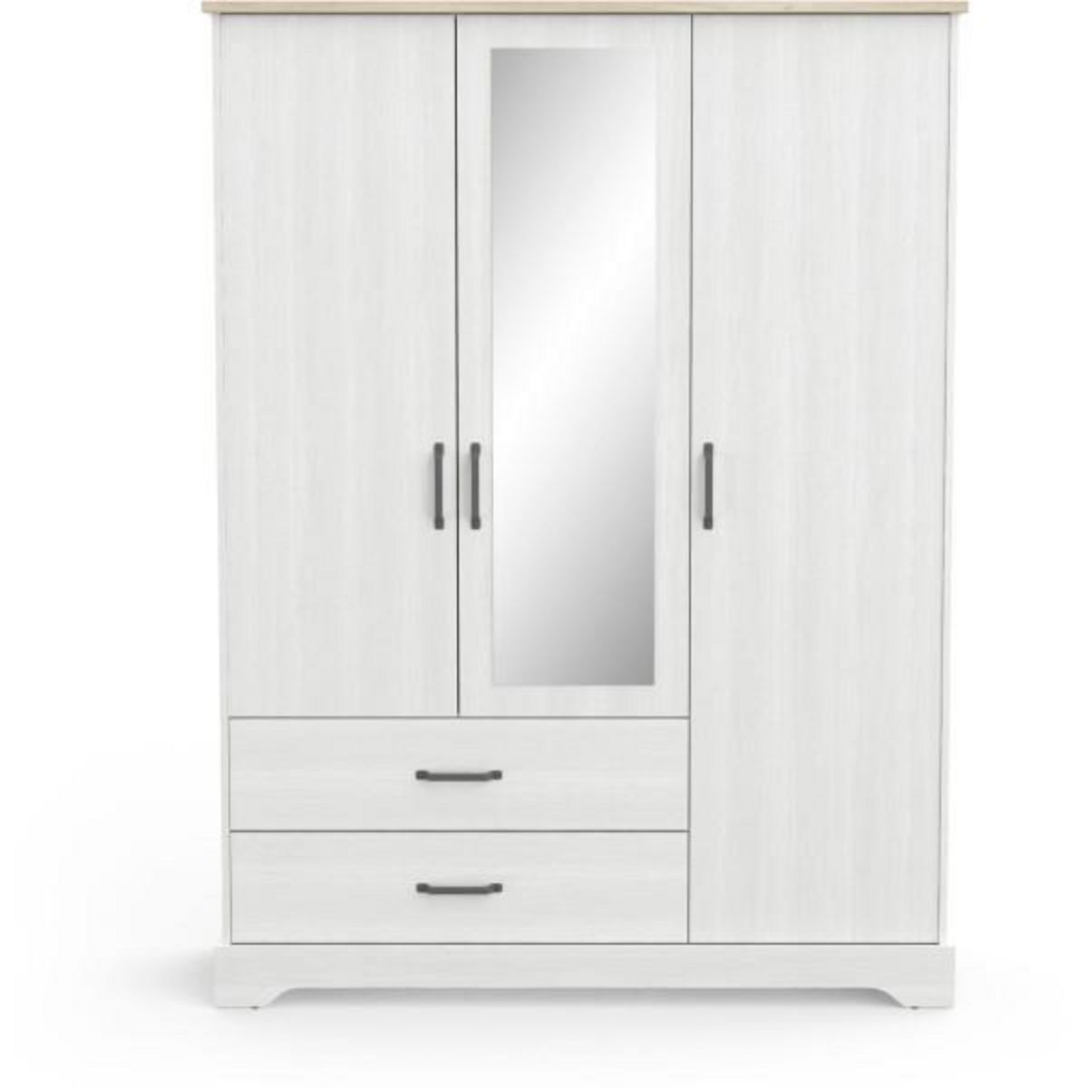 Demeyere Armoire de chambre - COTTAGE - Chene Kronberg / Blanc - 3 portes - 148,6 x 57,1 x 199,6 cm