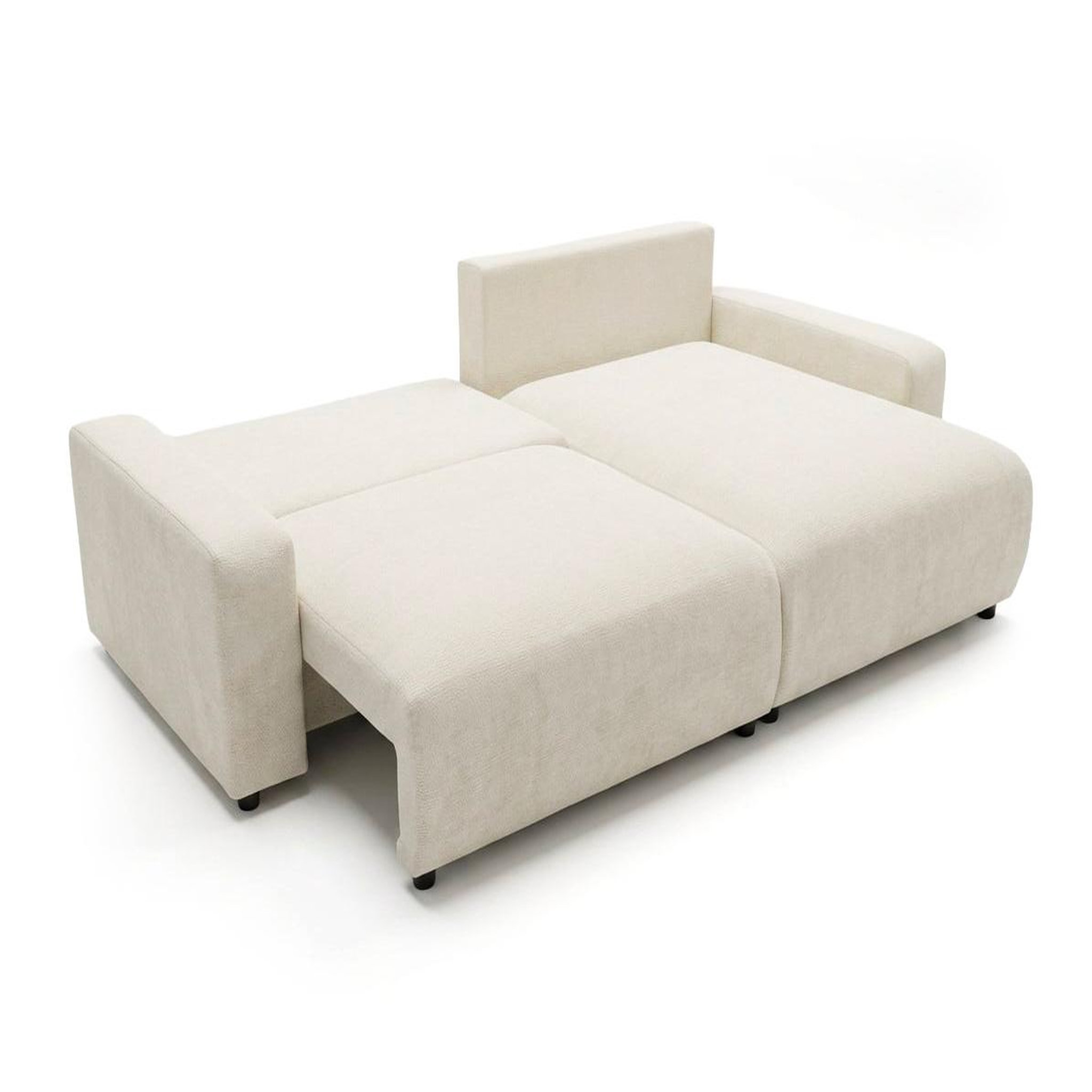 Voir la diapositive 3 : BEST MOBILIER Mini pivoine - canapé d'angle réversible 4 places convertible avec coffre en velours texturé