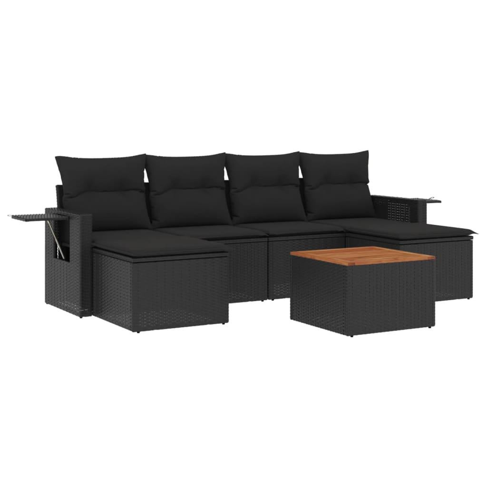Voir la diapositive 2 : VIDAXL Salon de jardin 7 pcs avec coussins noir resine tressee