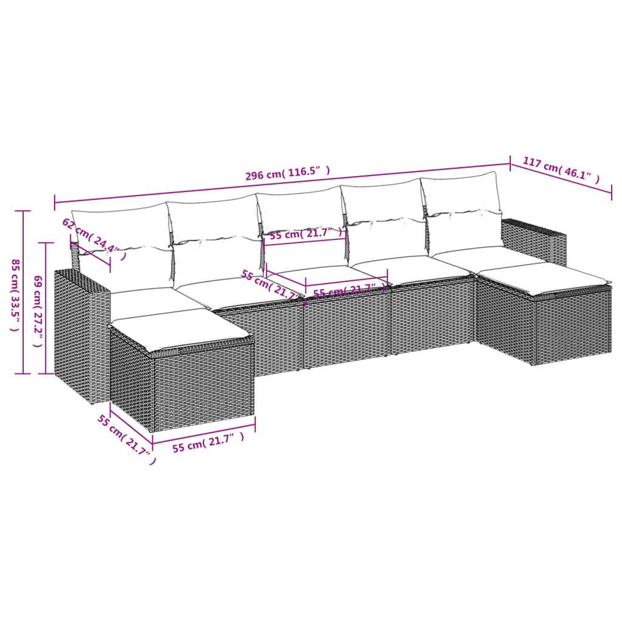 Voir la diapositive 4 : VIDAXL Salon de jardin 7 pcs avec coussins noir resine tressee