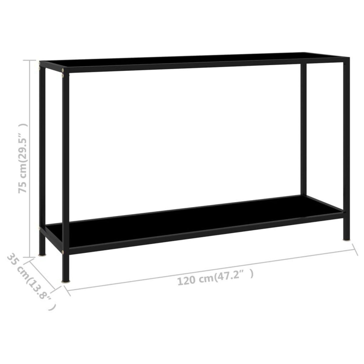VIDAXL Table console Noir 120x35x75 cm Verre trempe