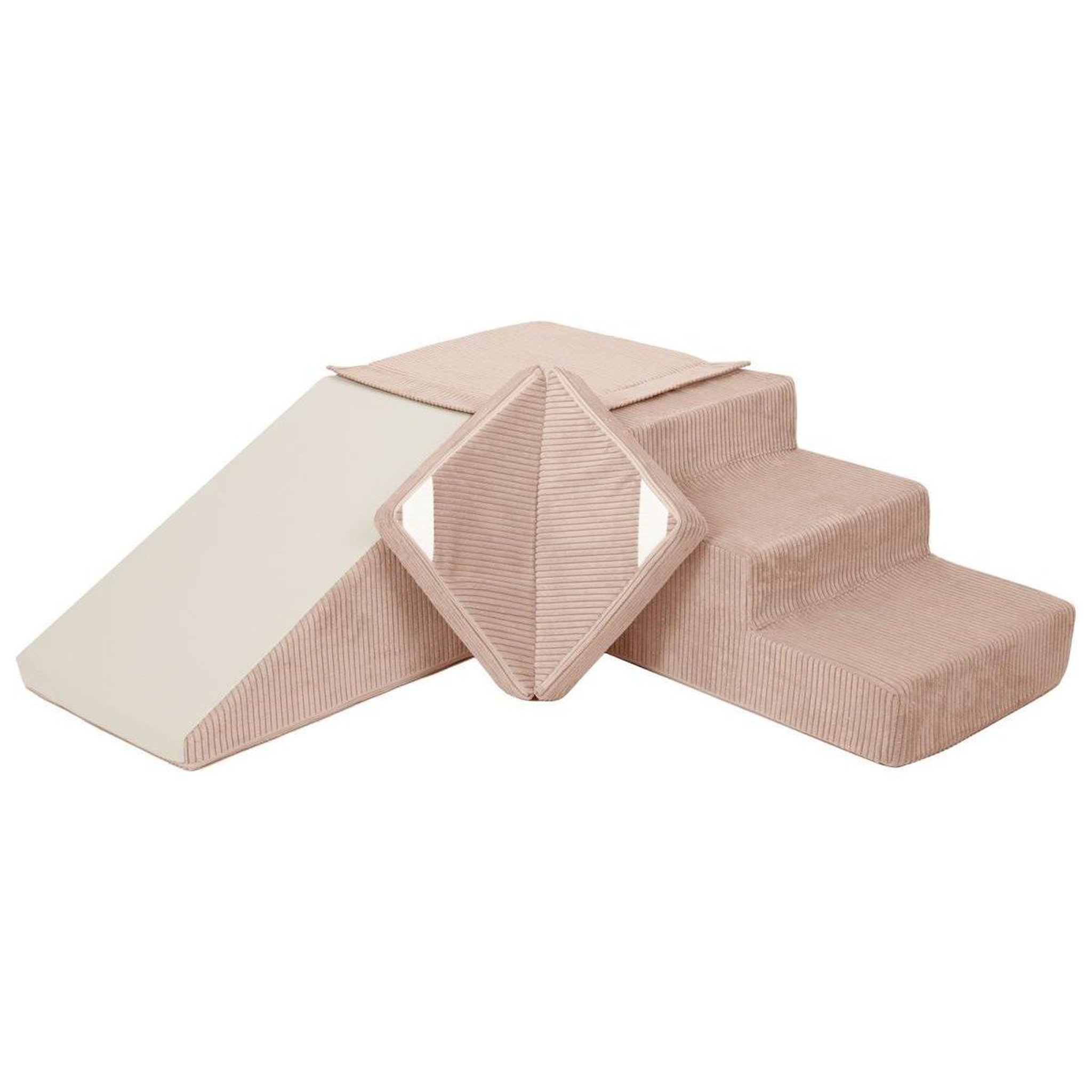 Voir la diapositive 2 : VELINDA Ensemble toboggan (4 grands blocs de mousse) — rose clair (velours côtelé)
