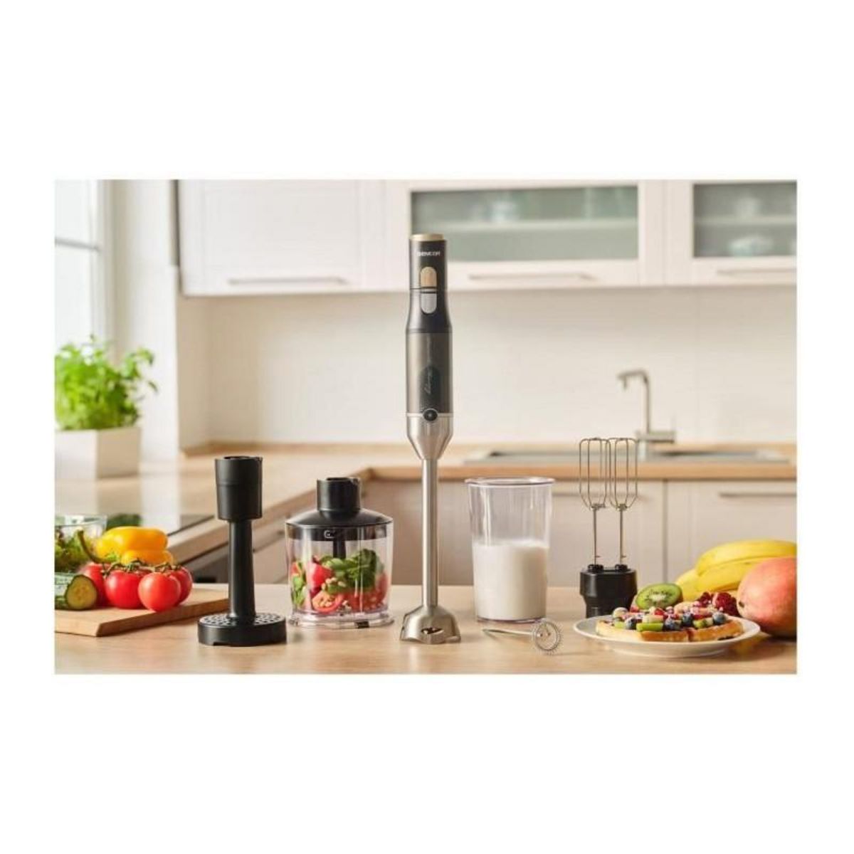 SENCO Mixeur plongeant 6 en 1 - SENCOR - SHB 6442BK - 1200 W - Technologie TITANIUM QuadBlade - Noir