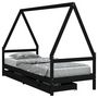 Voir la diapositive 2 : VIDAXL Cadre de lit enfant avec tiroirs noir 90x200 cm bois pin massif