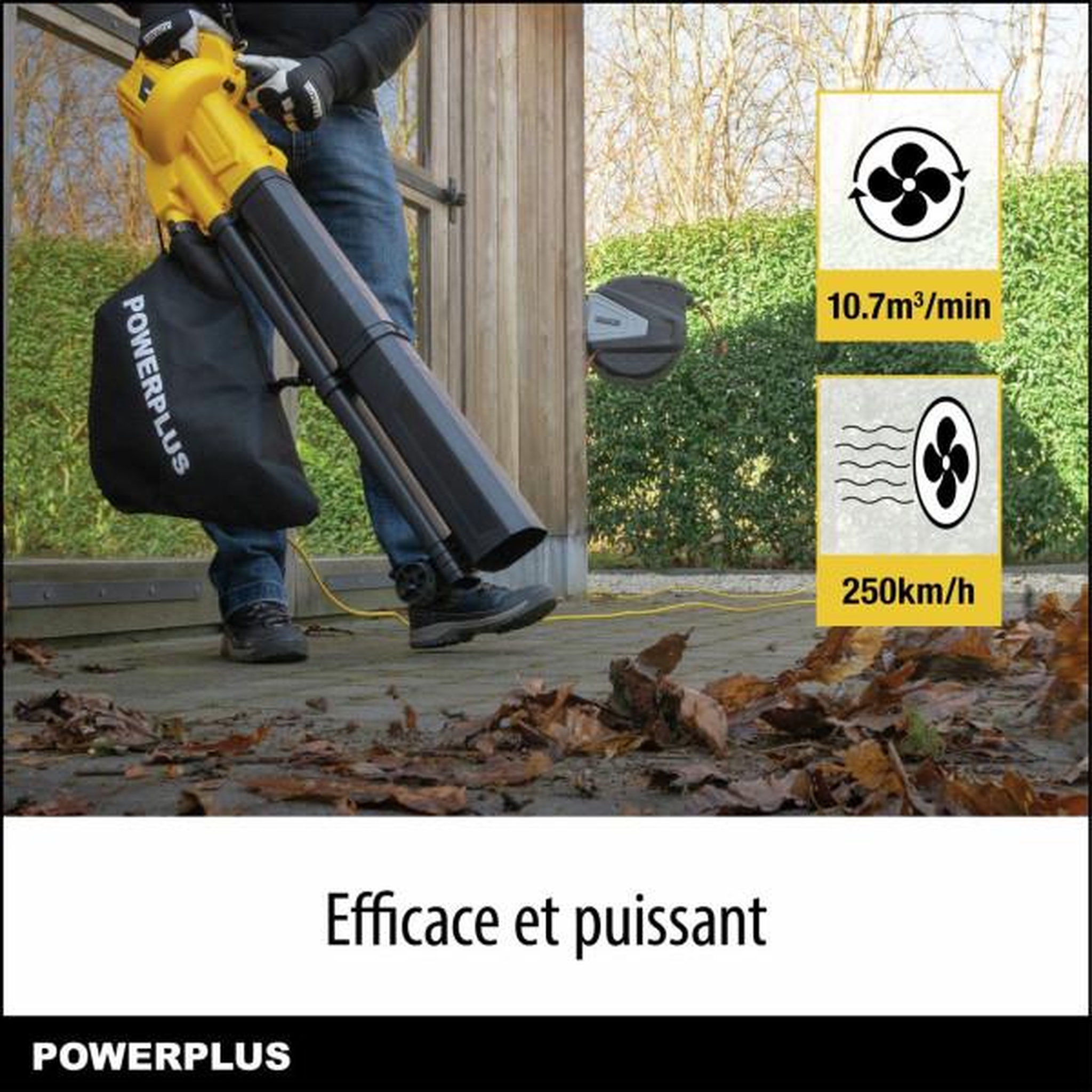 Voir la diapositive 4 : POWERPLUS Souffleur de feuilles électrique - POWER PLUS - POWEG4030 - 3300 W - Vitesse d'air maximale de 250 km/h