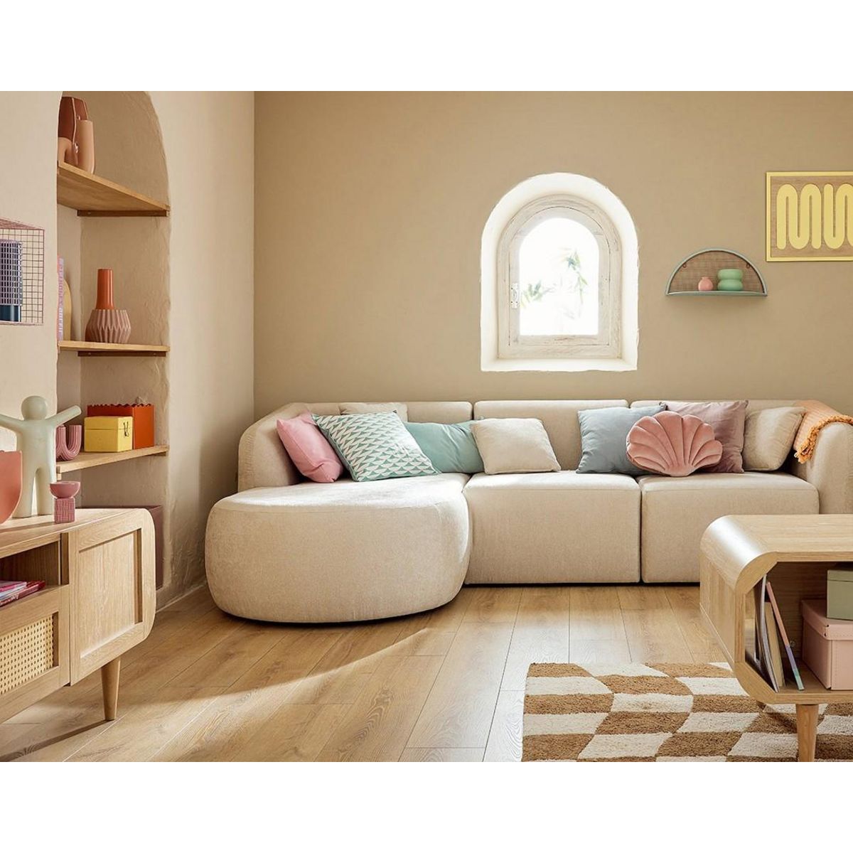 LISA DESIGN Ikare - module d'assise méridienne gauche - en tissu