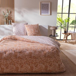 FUTURE HOME Parure de lit 2 personnes graphique floral en coton. Coloris disponibles : Orange