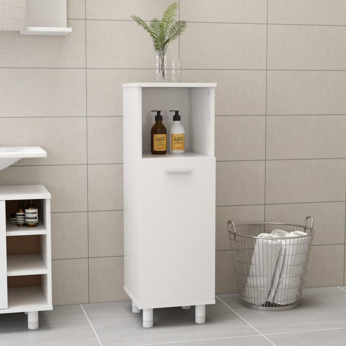 VIDAXL Armoire de salle de bain Blanc brillant Bois d'ingenierie