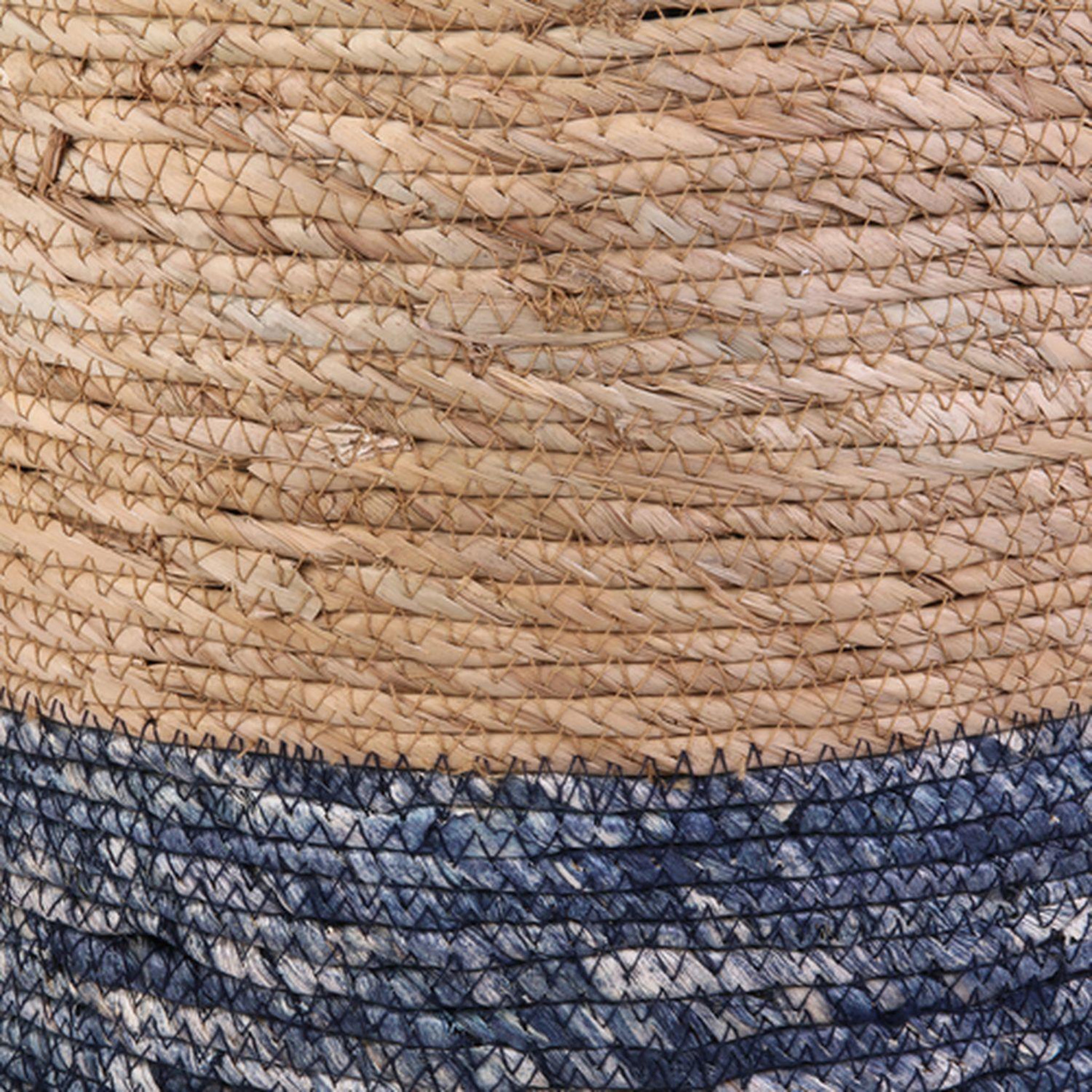 Voir la diapositive 3 : The Home Deco Factory Pouf tressé en jonc Blue Lagoon
