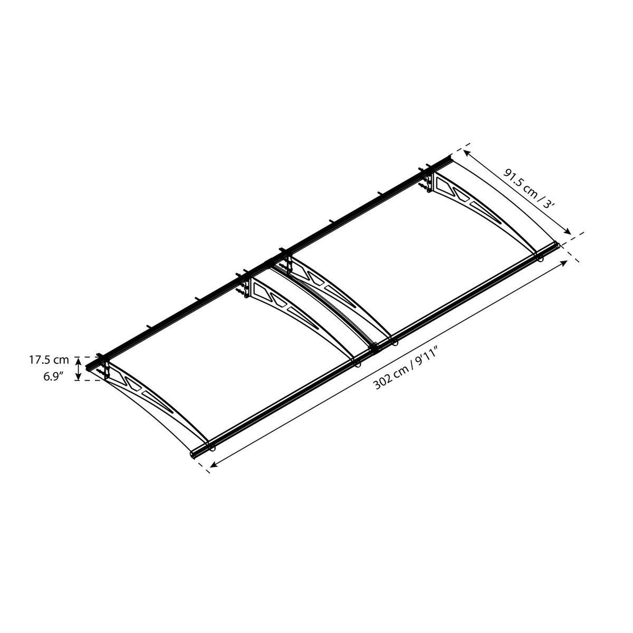 Voir la diapositive 3 : Canopia by PALRAM Marquise - Anthracite - 91-5x302cm - CANOPY ALTAIR 300