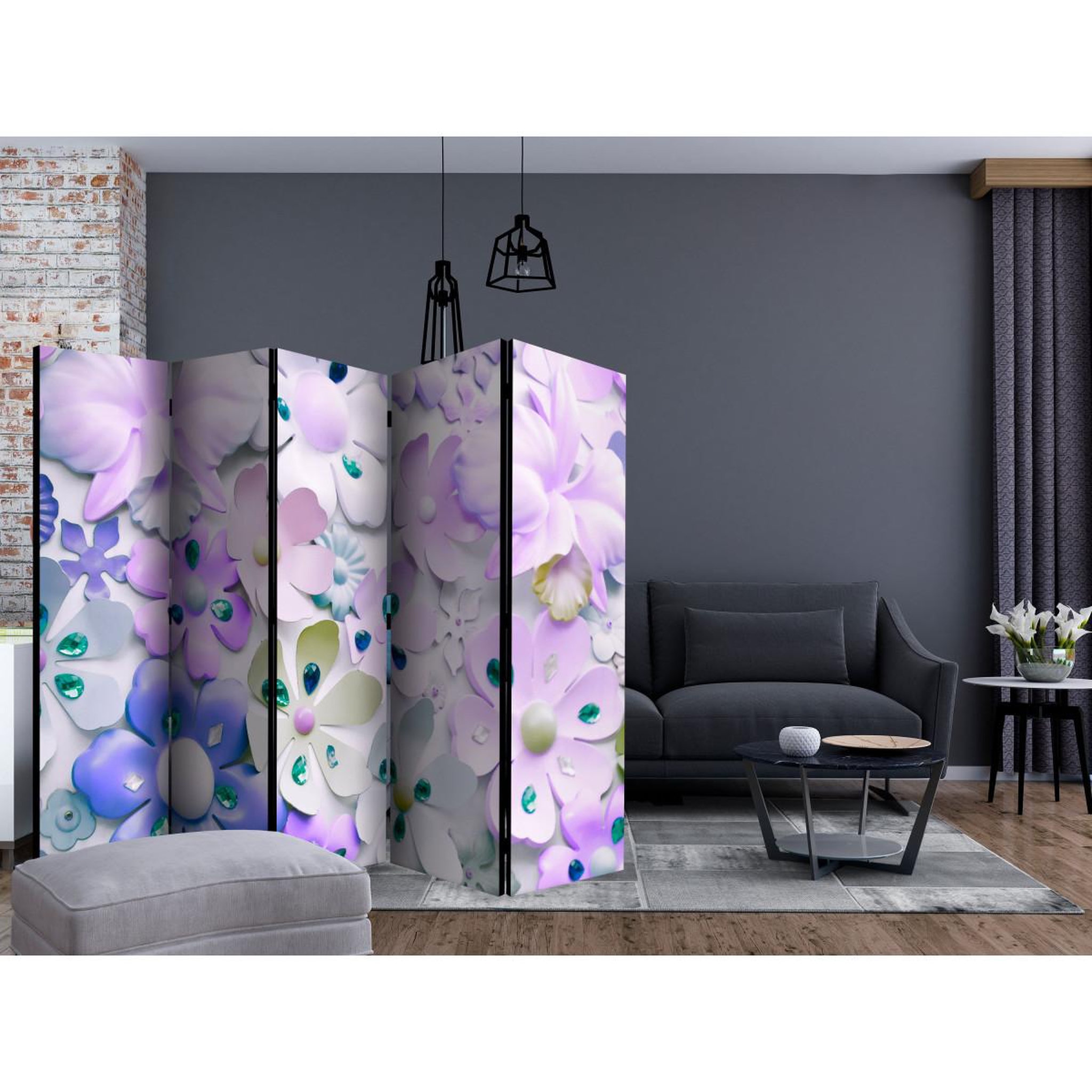 Voir la diapositive 2 : Paris Prix Paravent 5 volets  purple sweetness  172x225cm