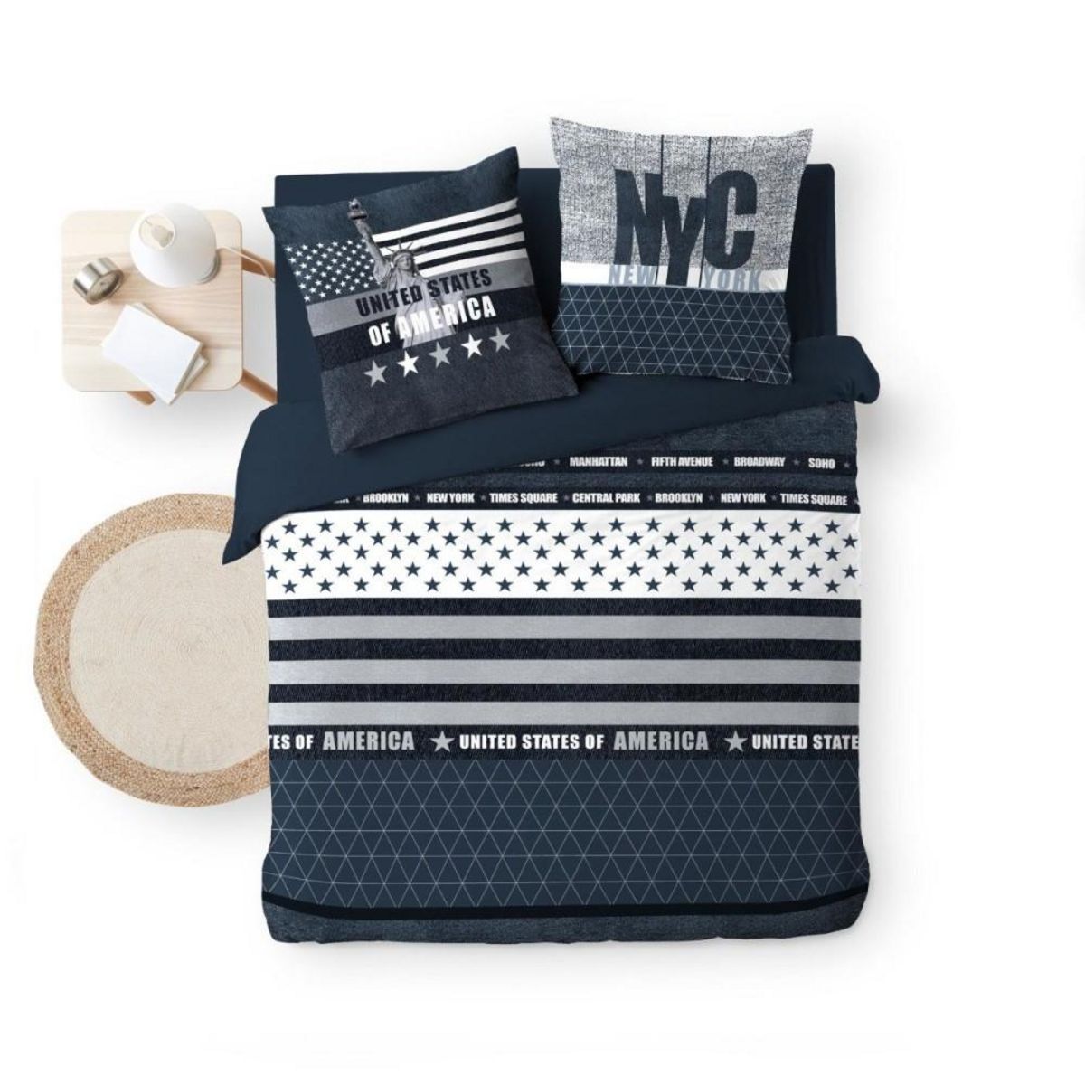 Douceur d'Intérieur Housse de couette 240x220 + 2 taies STATES 100% coton